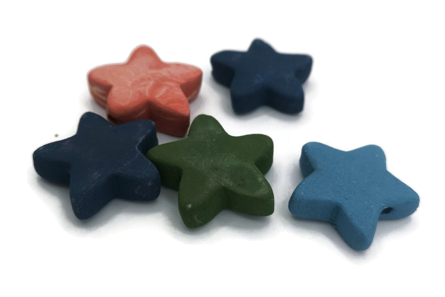 5Pc 35mm Large Ceramic Star Beads For Jewelry Making, Handmade Decorative Clay Beads, Large Unusual Assorted Macrame Beads - Ceramica Ana Rafael