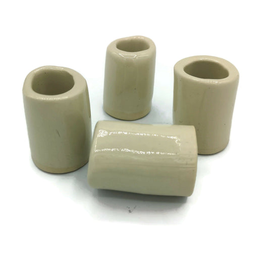 Beige Stoneware Handmade Napkin Rings Set Of 4 Napkin Holder, Host Gift, Best Housewarming Gift First Home For Women, Artisan Ceramic Tubes - Ceramica Ana Rafael