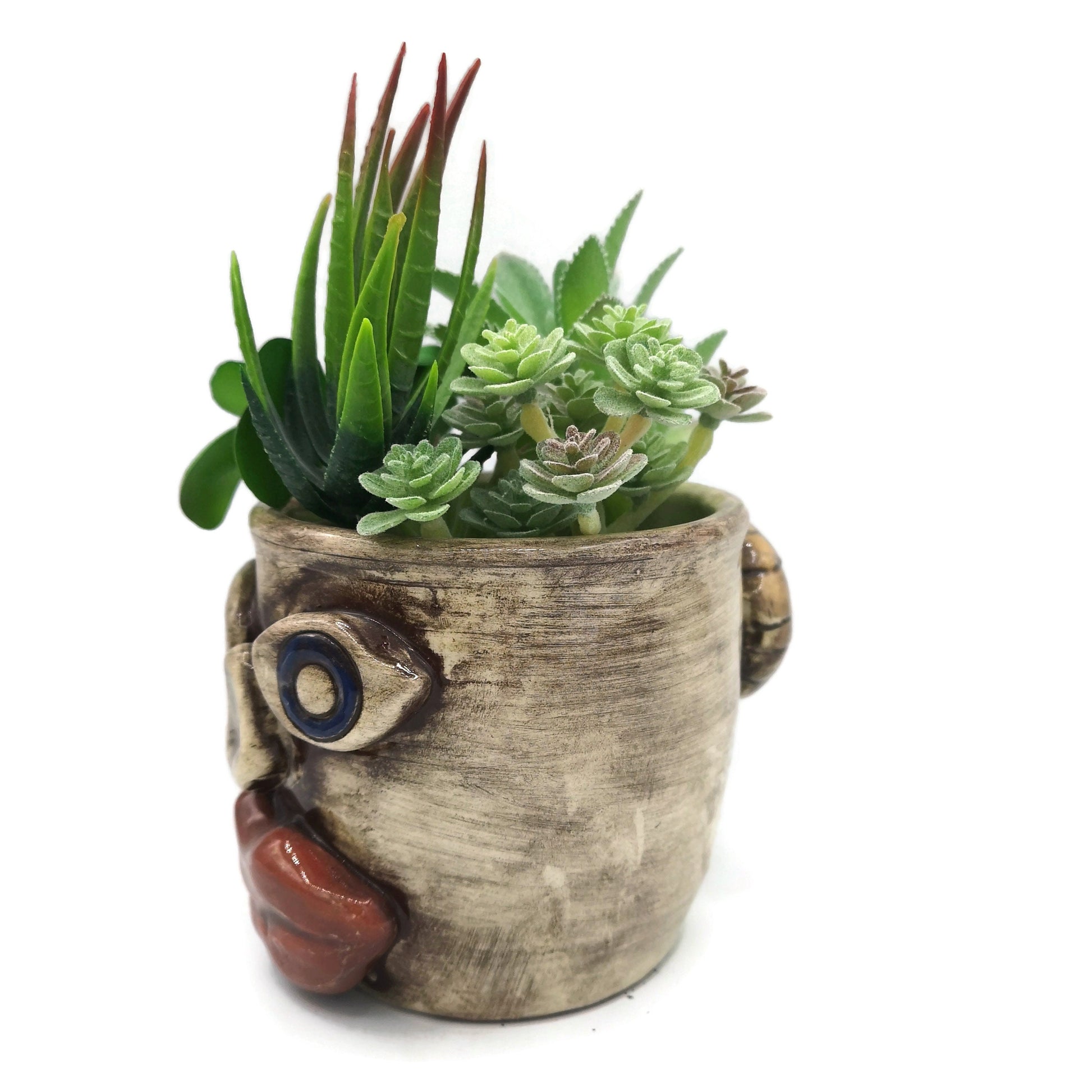 FACE PLANT POT, ceramic 9th anniversary gift for husband, face planter office desk accessories for men, Best Gifts For Him - Ceramica Ana Rafael