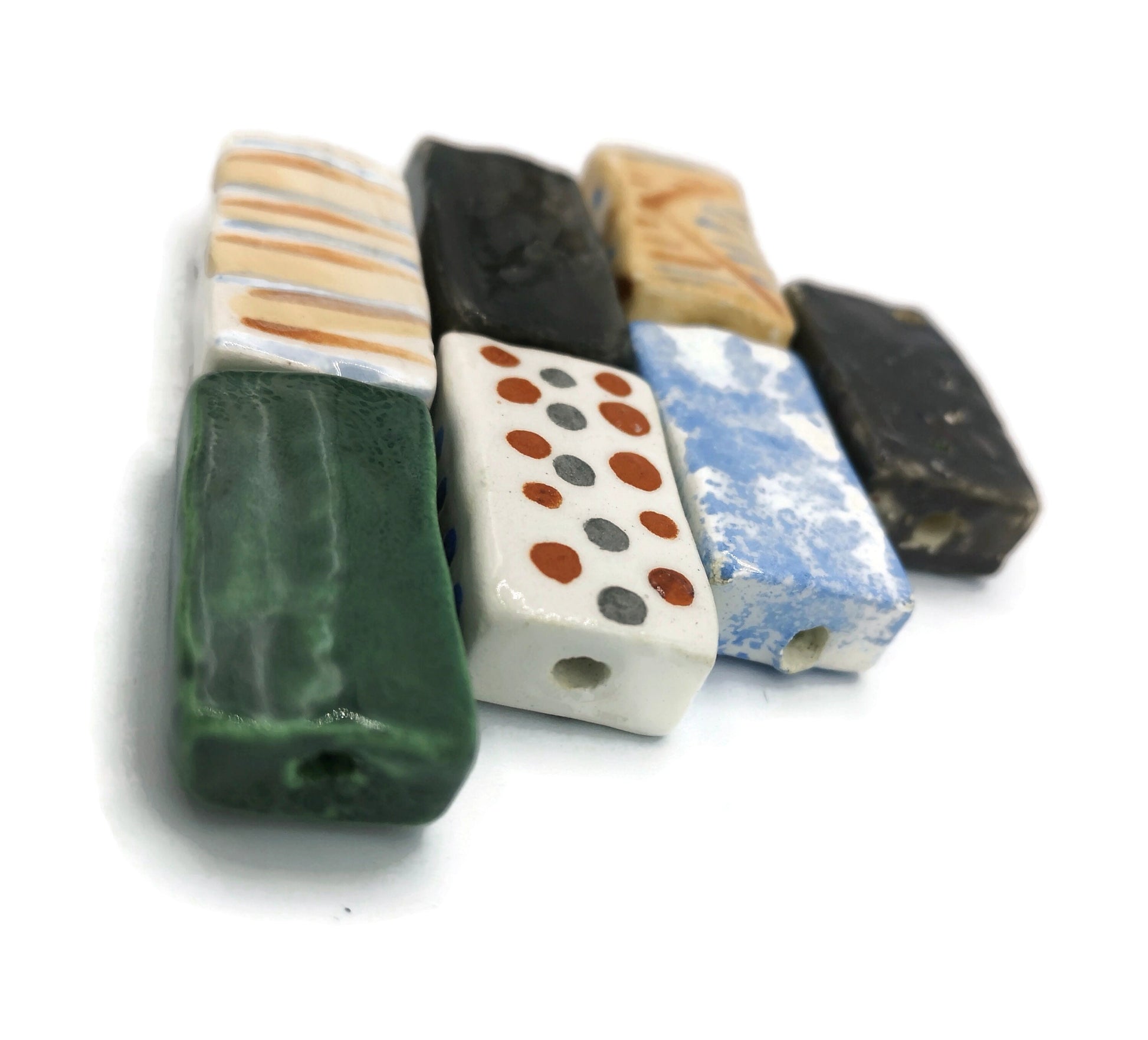 Handmade Ceramic Beads, Set Of 7 Assorted Clay Beads For Jewelry Making, Best Sellers Pendant Necklace, Unique Unusual Jumbo Beads Large - Ceramica Ana Rafael