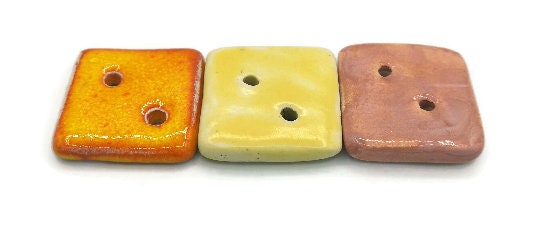 NOVELTY BUTTONS, Handmade Ceramic Sewing Button Lot, Set Of 3 Craft Buttons For Sewing, Fancy Jacket Buttons - Ceramica Ana Rafael