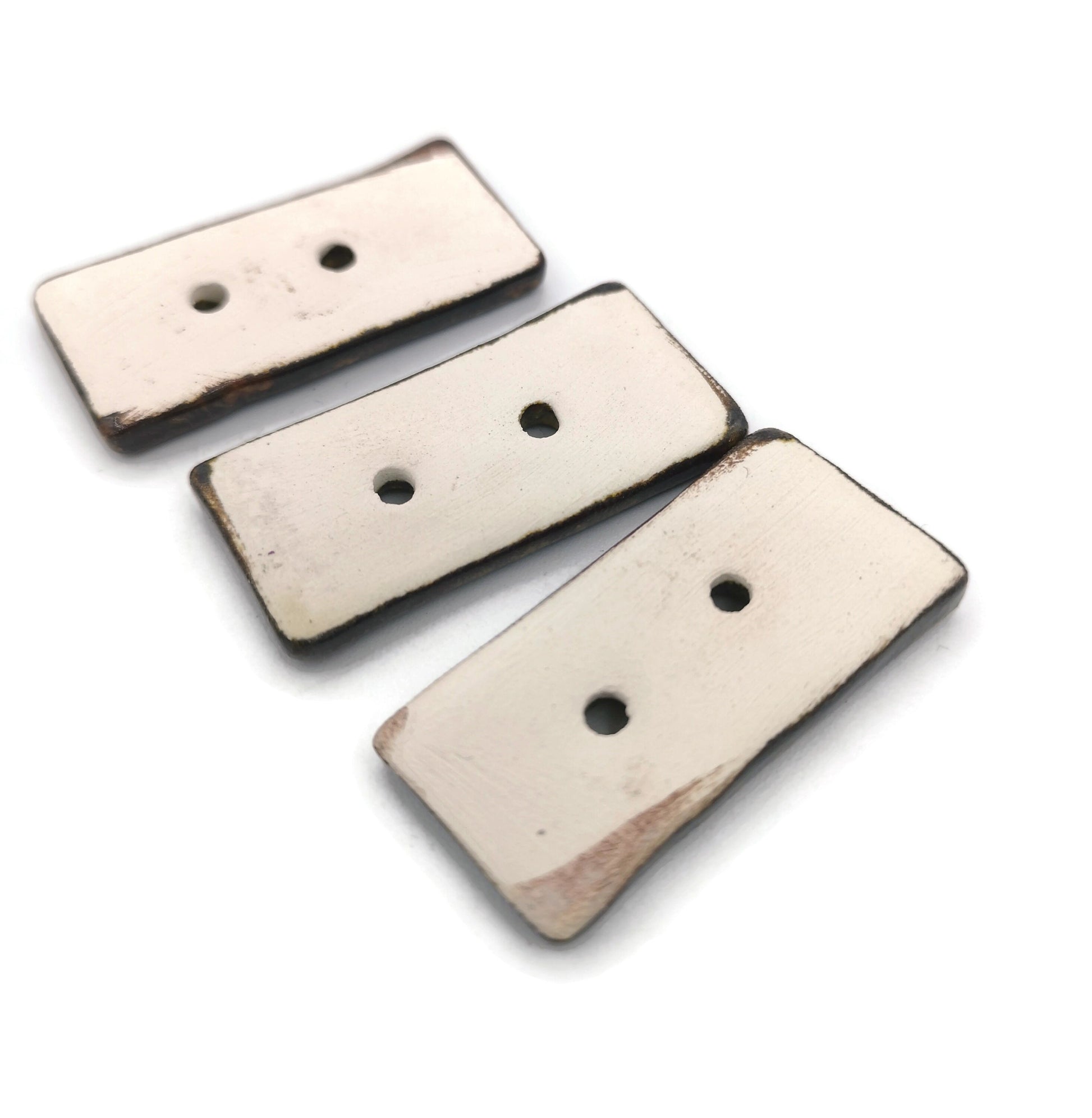 3Pc decorative rectangle sewing buttons for clothing, extra large buttons for coat, unique buttons for jewelry making supplies, best sellers - Ceramica Ana Rafael