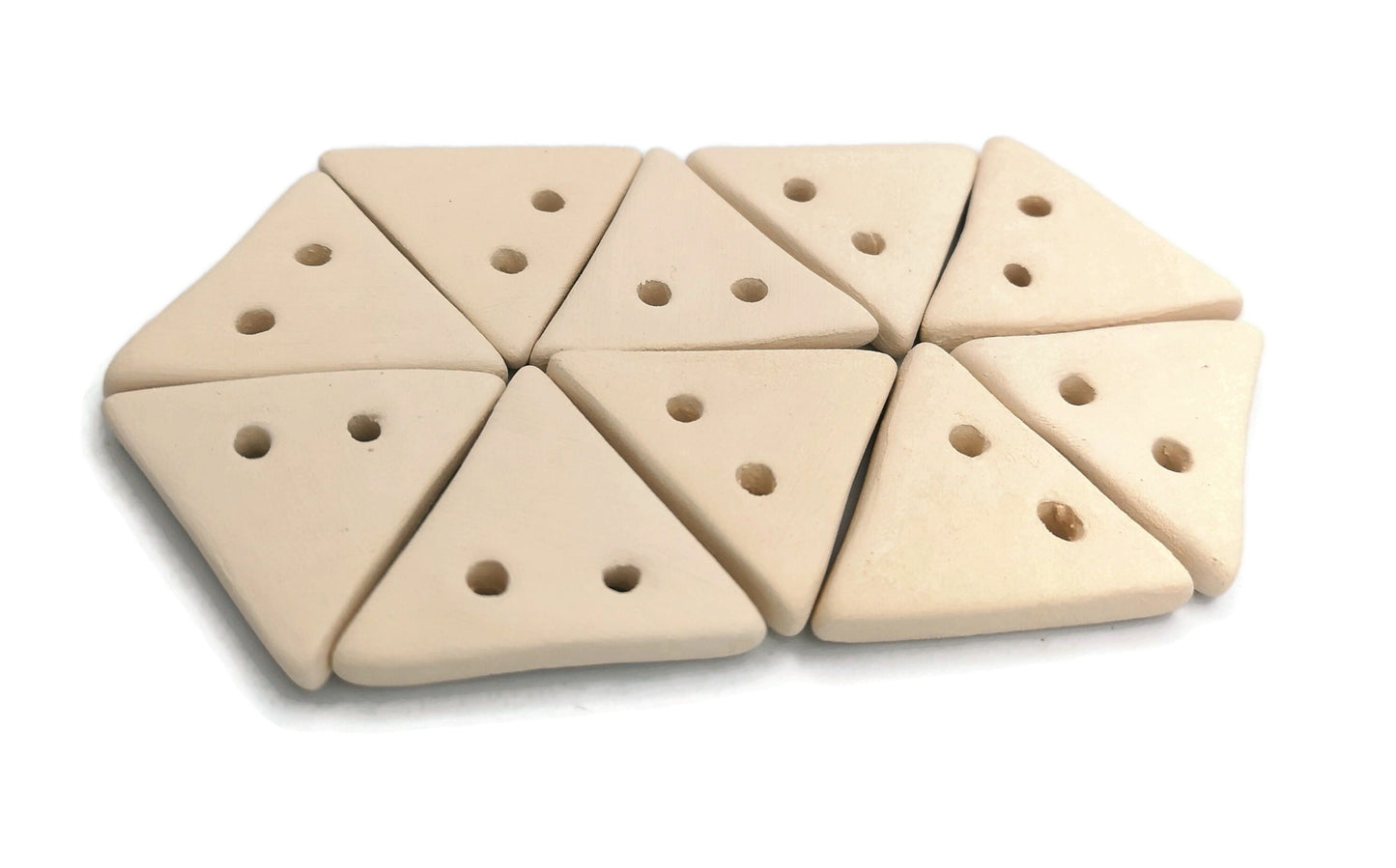 BLANK BUTTONS, TRIANGLE Sewing Buttons For Jewery Making, Set Of 10 Unpainted Ceramic Bisque Ready To Paint, Novelty Buttons, Flat Buttons - Ceramica Ana Rafael