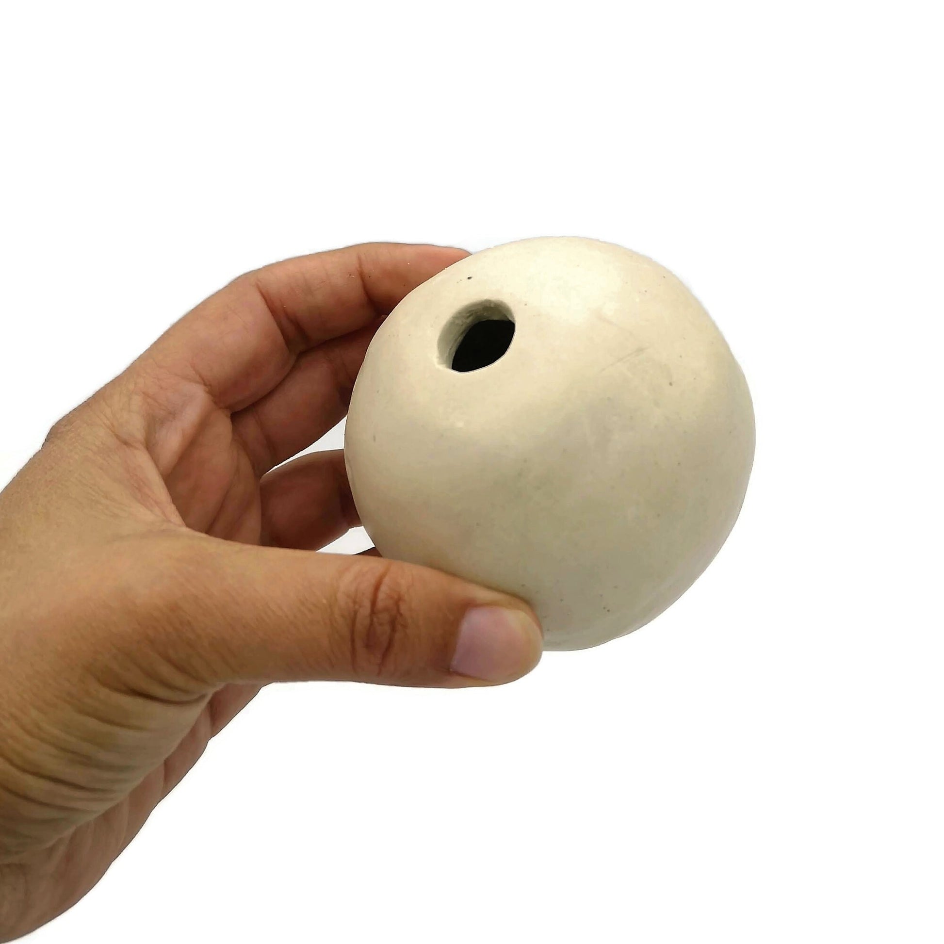 LARGE CERAMIC BEADS, Giant Macrame Beads, Round Ball Ornaments 70mm diameter, Large Hole Beads Handmade - Ceramica Ana Rafael