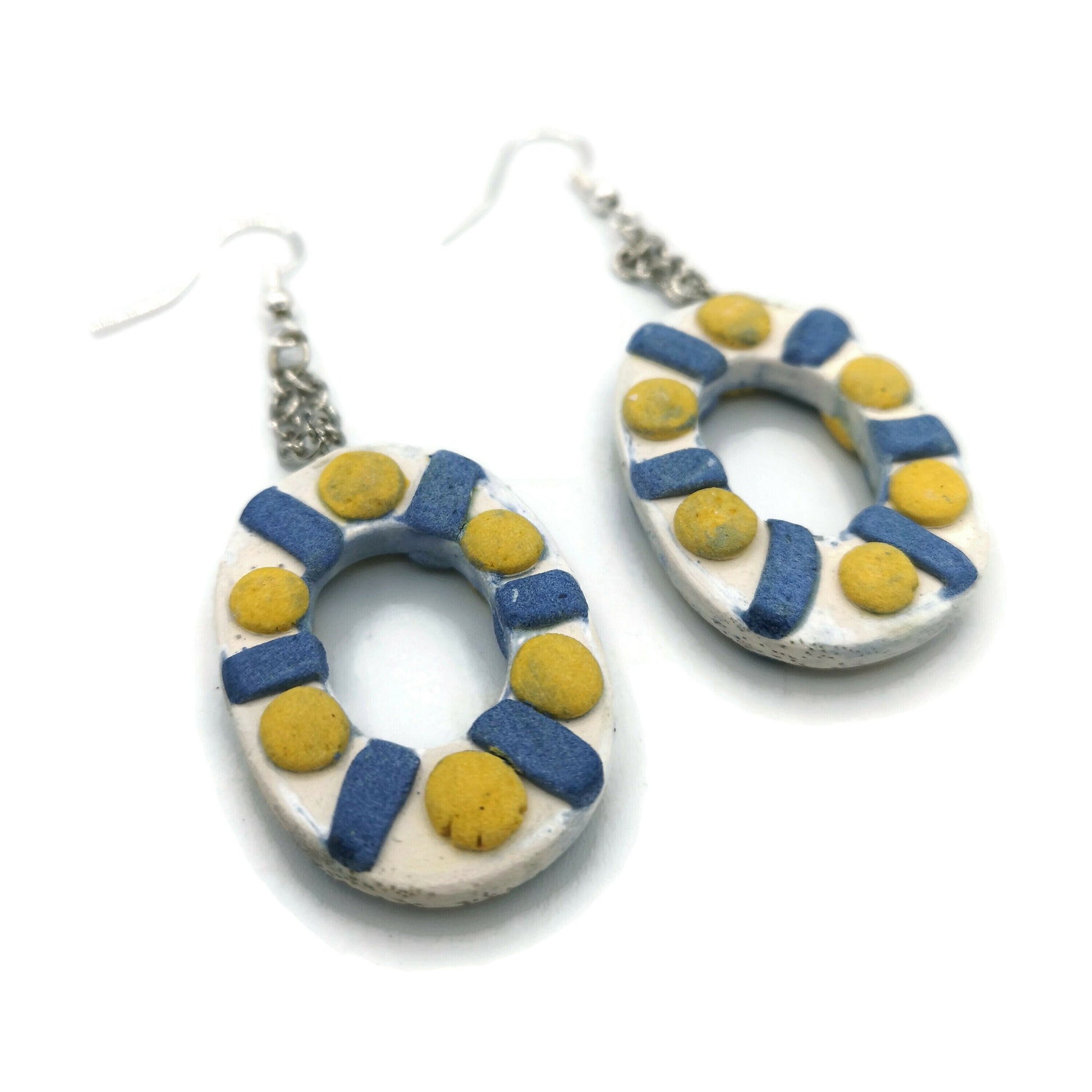 STATEMENT EARRINGS DANGLE, Clay Earrings, Handmade Ceramic Aesthetic Earrings, Dangle Earrings For Mom Birthday Gift From Daughter - Ceramica Ana Rafael