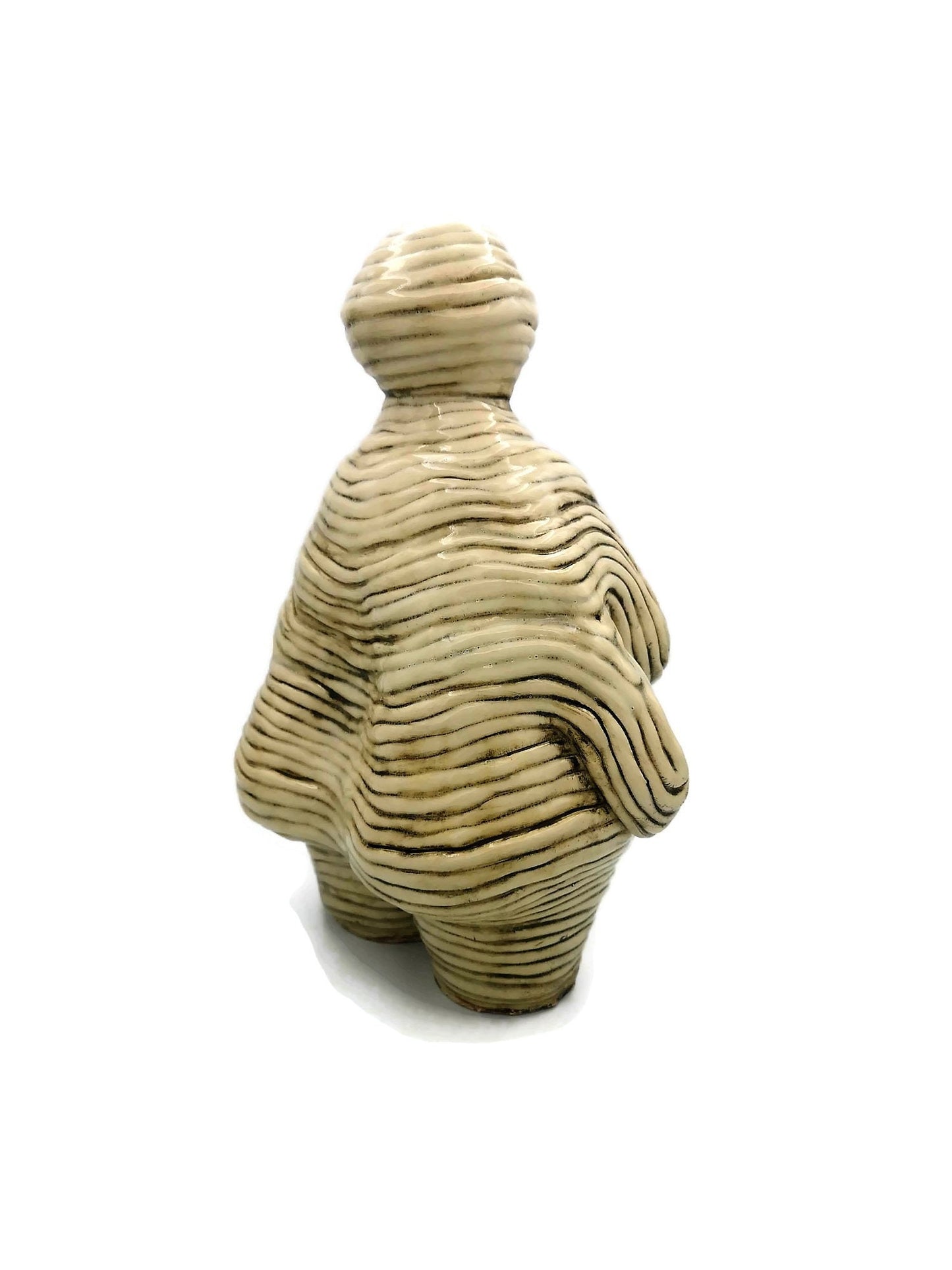 Handmade Stoneware Ceramic Goddess Statue, Mid Century Modern Female Sculpture Contemporary Art Textured Woman Large Floor Vase Wedding Gift - Ceramica Ana Rafael