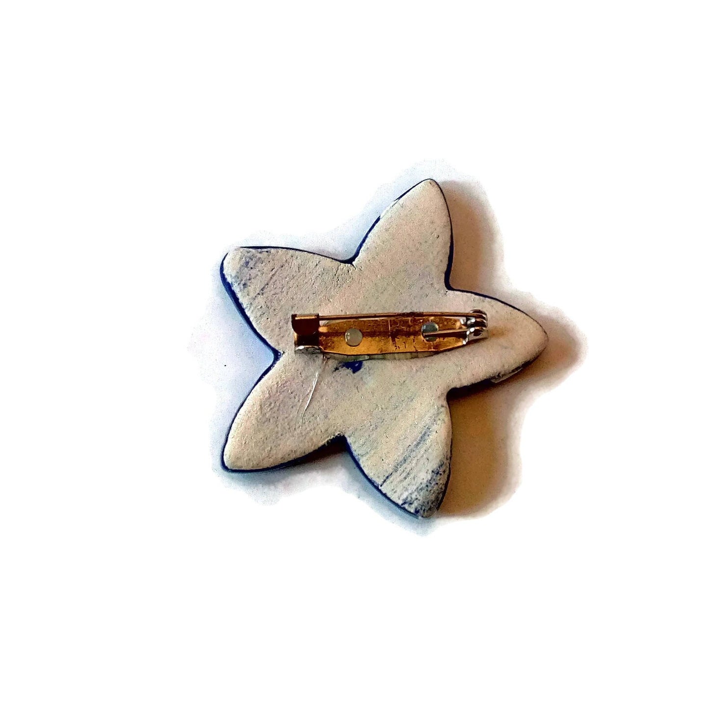Unique Handmade Ceramic Glssy Dark Blue Star Brooch For Women, Clay Broach Pin For Her, Small Celestial Scarf Brooch Gift For Wife - Ceramica Ana Rafael
