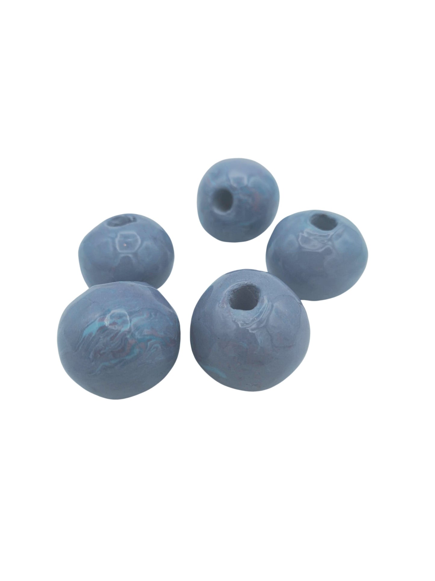 1Pc 30mm Extra Large Bead For Macrame, Marbled Handmade Ceramic 7mm Large Hole Beads For Chunky Jewelry Making, Unique Purple And Blue Beads - Ceramica Ana Rafael