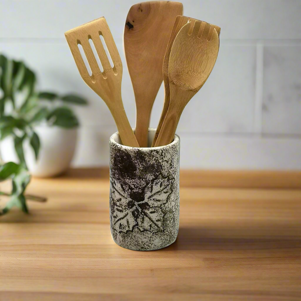 Handmade Ceramic Utensil Holder – Large Kitchen Organizer & Decorative Vase