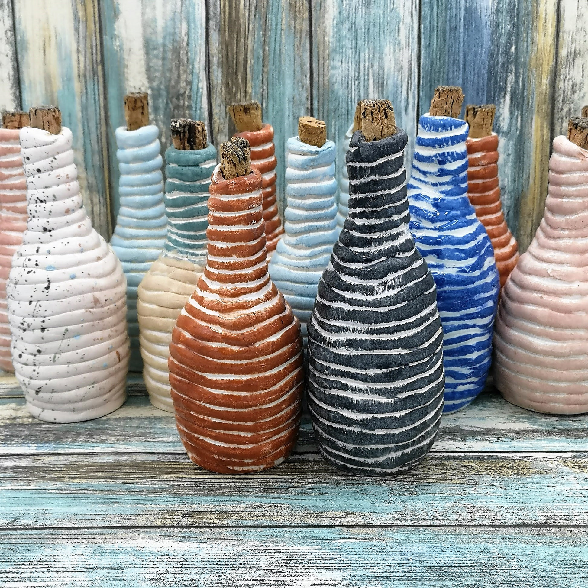 SMALL CERAMIC BOTTLE, Decorative Bottles, Charming Ceramic Bottle With A Natural Cork Stopper, Drinking Bottle 9th Anniversary Gift - Ceramica Ana Rafael