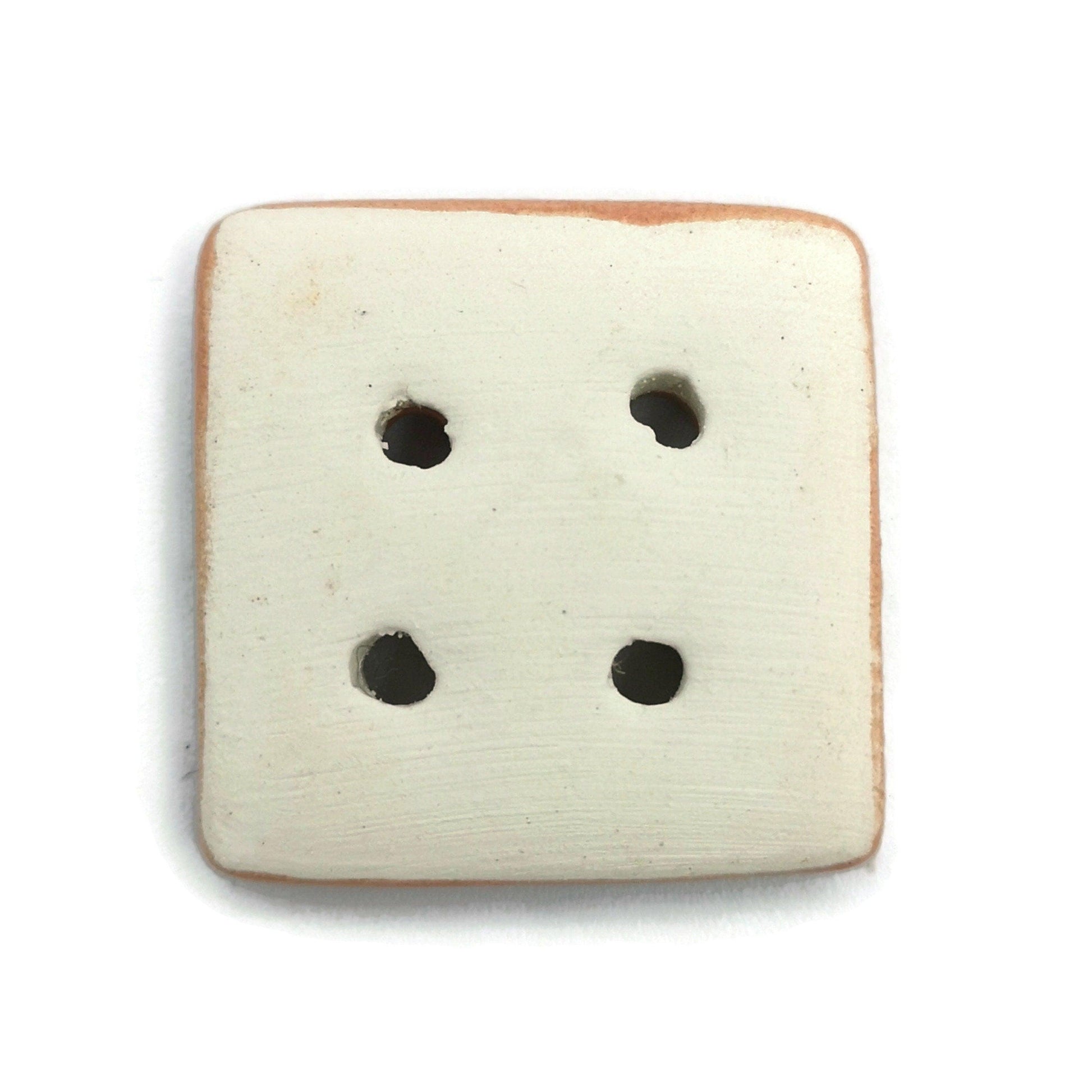 1Pc 30mm Orange Square Ceramic Buttons, Cute Pottery Coat Buttons, Best Sellers Sewing Supplies And Notions, Handmade Button Antique Look - Ceramica Ana Rafael