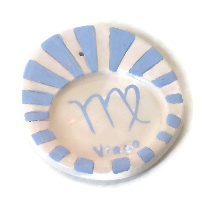 Handmade Ceramic Zodiac Incense Stick Burner For Home Decor, Blue Virgo Birthday Gift For Her, Clay Incense Cone Holder, Mom Gift Idea - Ceramica Ana Rafael