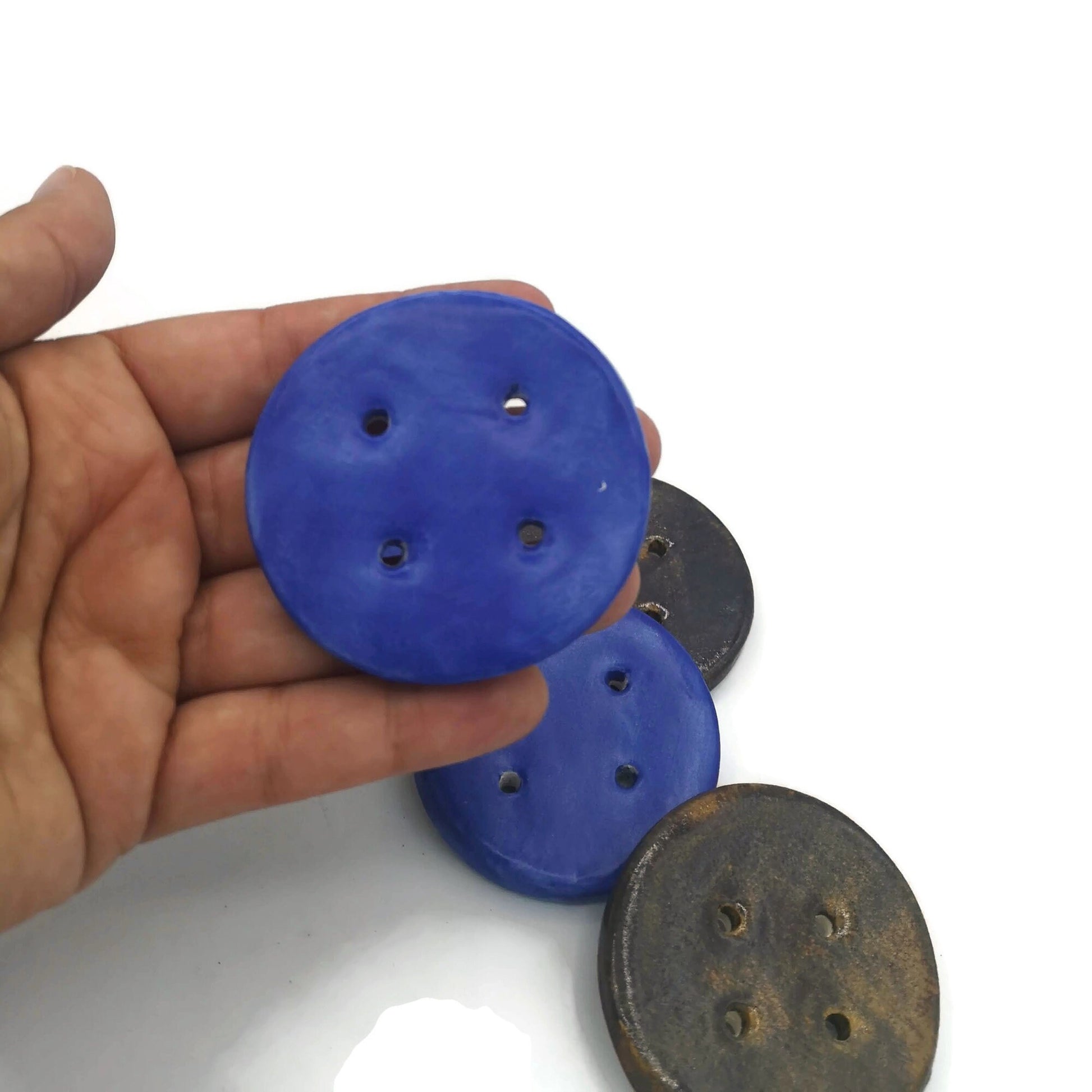 6Pc 55mm Extra Large Sewing Buttons For Crafts, Handmade Ceramic Round Novelty Buttons, Coat Button Lot For Clothes And Home Decor - Ceramica Ana Rafael