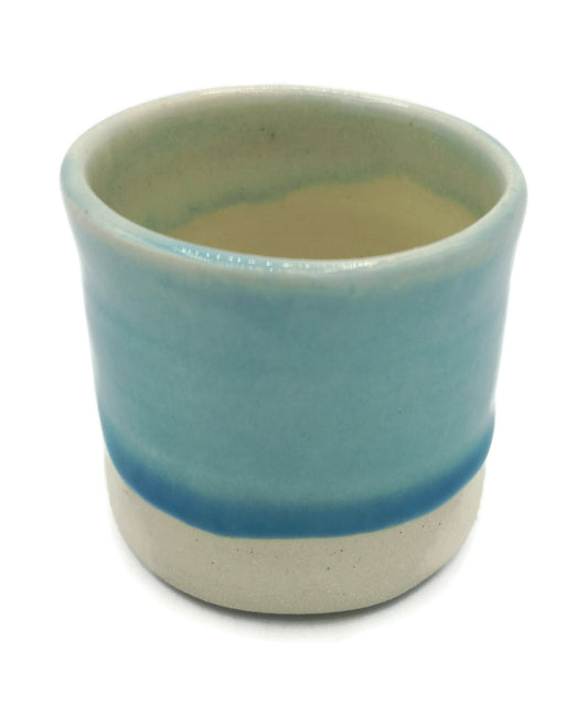 Handmade Ceramic Espresso Cup, Turquoise Blue Stoneware Mug Without Handle, Dishwasher Safe Coffee Cup And Saucer, Unique Best Gifts For Him - Ceramica Ana Rafael