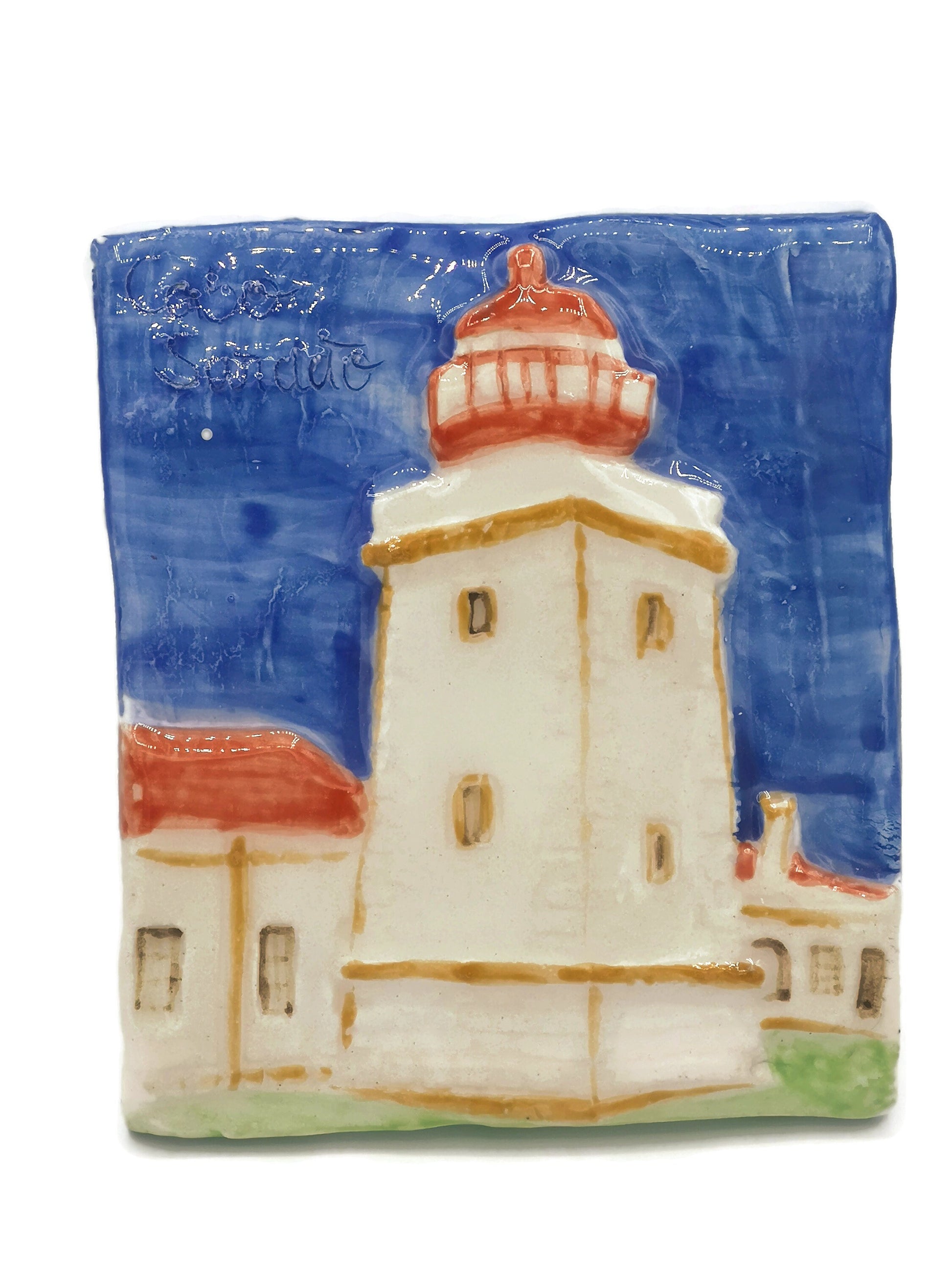 CERAMIC TILE WALL Decor, Decorative Art Tiles, Hand Painted Portuguese Lighthouse Housewarming Gift First Home - Ceramica Ana Rafael