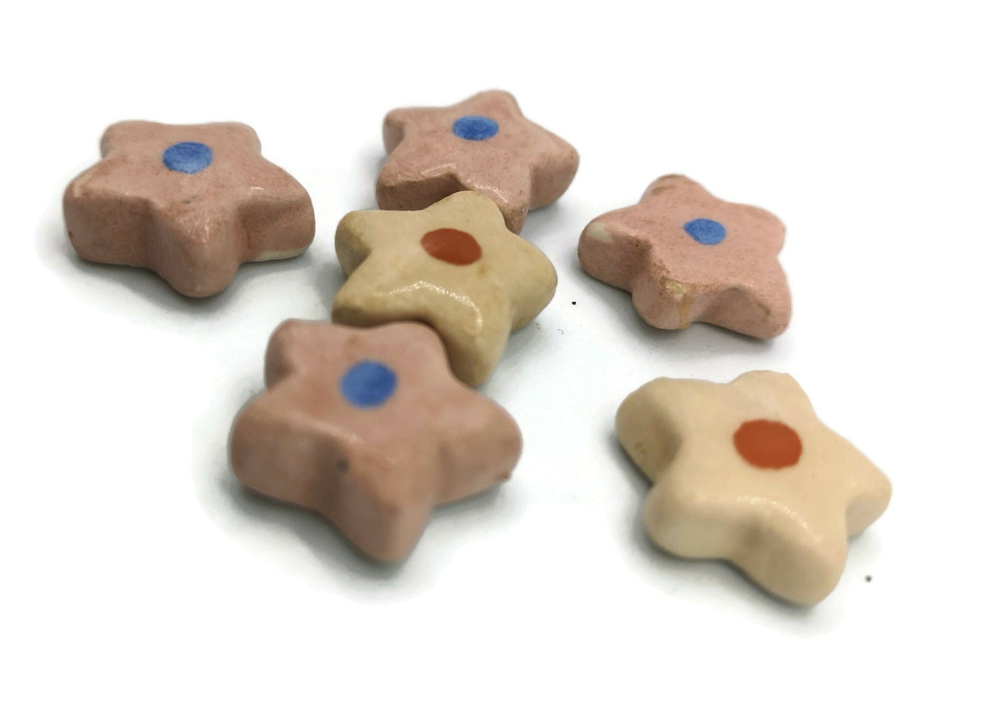 CUTE CABOCHONS, CERAMIC Jewelry Making Set of 6 Assorted 20mm Flatback Cabochon, Clay Beads Without Hole, Unique Gift For Mom - Ceramica Ana Rafael