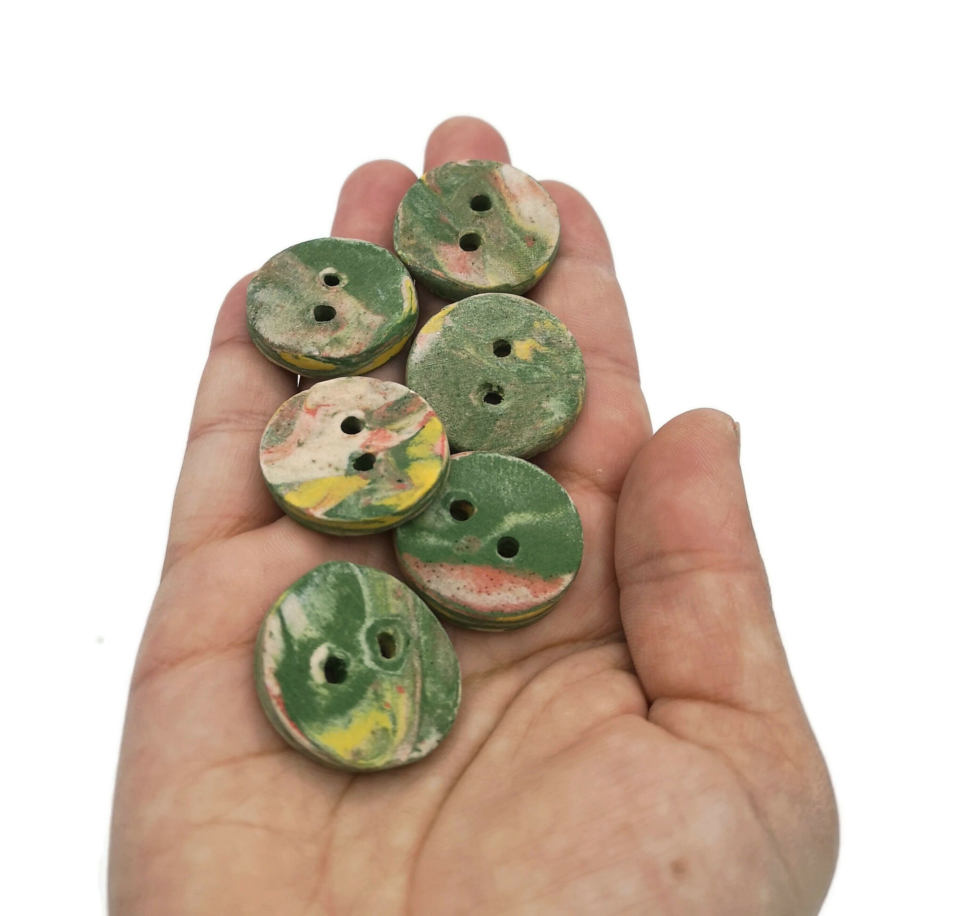 Handmade Ceramic Sewing Buttons Lot Of 6, Novelty Buttons For Crafts, Best Sellers Custom Buttons, Unique Backpack Buttons Cute, Coat Button - Ceramica Ana Rafael