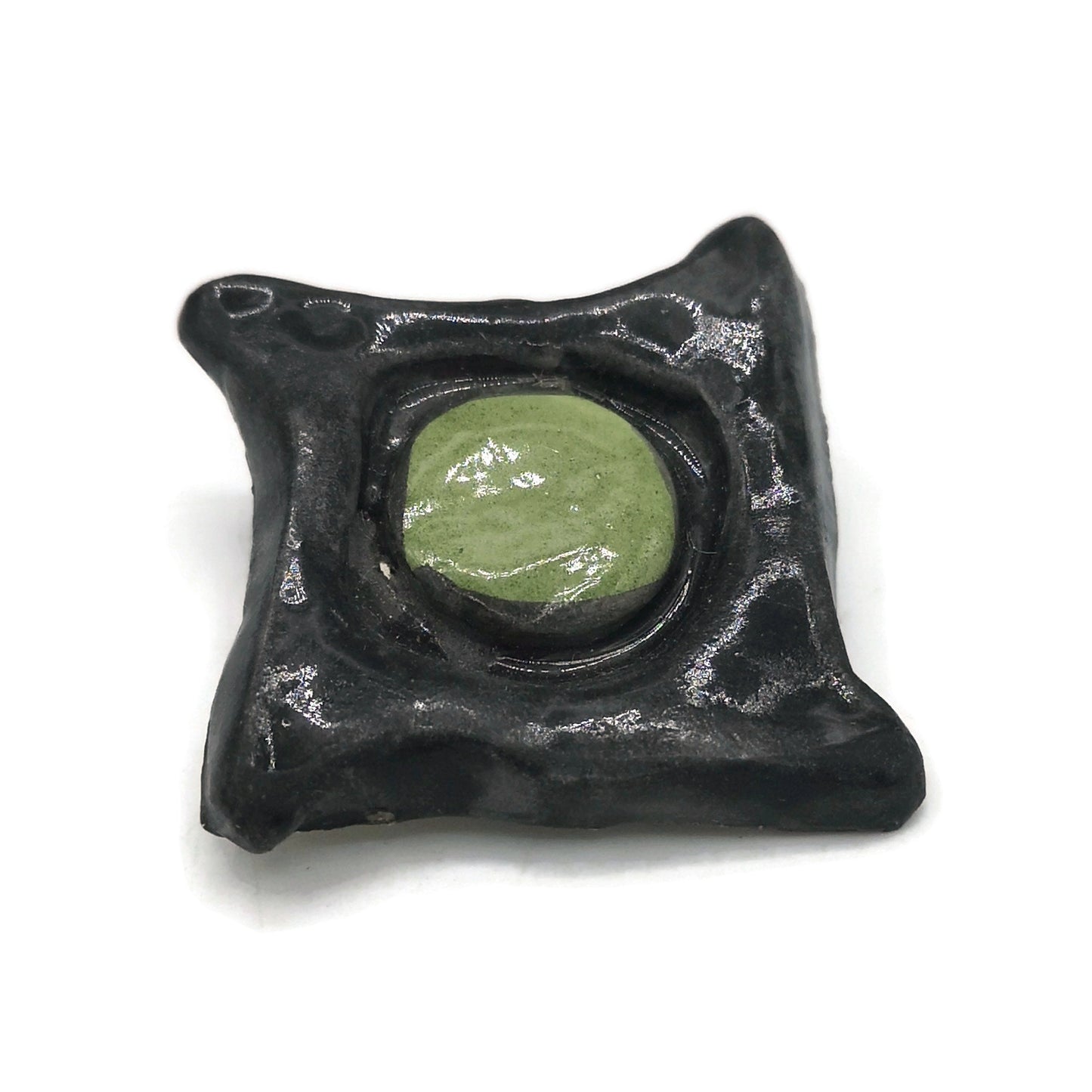 Black or Red Handmade Ceramic Brooch With Irregular Shape, Unique Brooch For Women, Hand Painted Clay Scarf Brooch Gift For Wife - Ceramica Ana Rafael