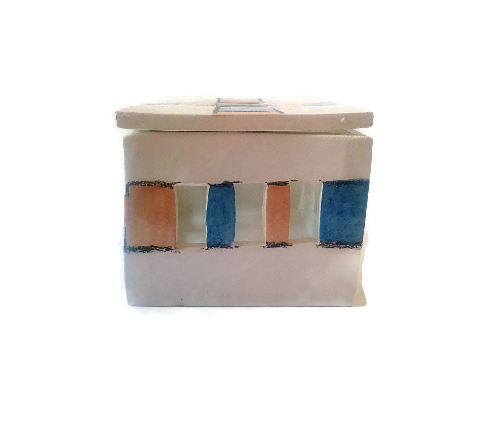 UNIQUE JEWELRY BOX, Hand Painted Large Jewelry Box With Lid, Decorative Ceramic Minimalist Box, Modern Treasure Box - Ceramica Ana Rafael
