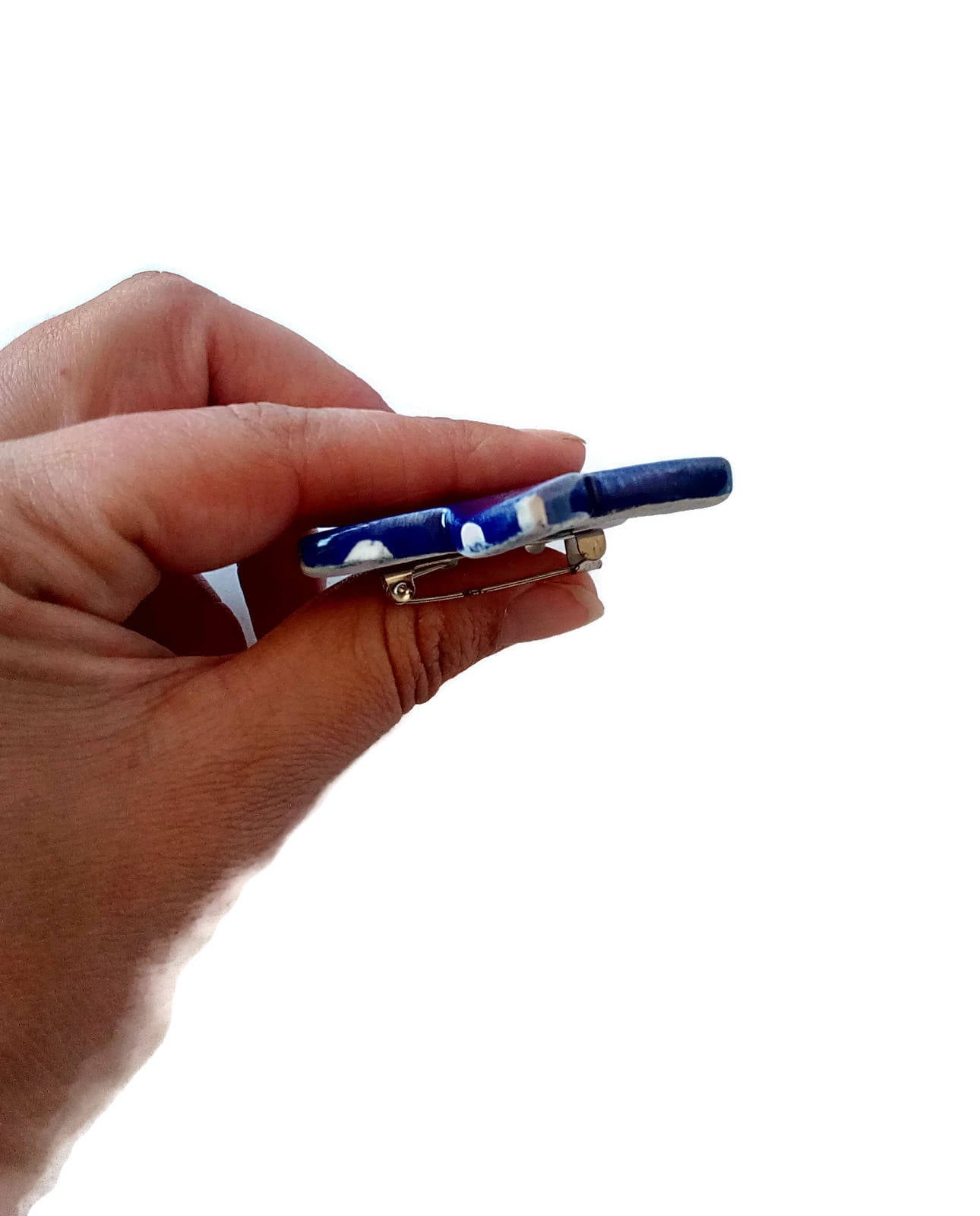 Unique Handmade Ceramic Glssy Dark Blue Star Brooch For Women, Clay Broach Pin For Her, Small Celestial Scarf Brooch Gift For Wife - Ceramica Ana Rafael