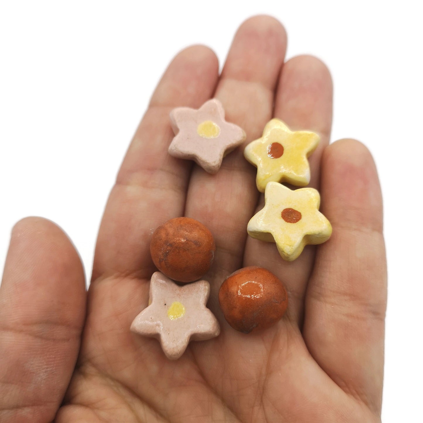 Assorted Cabochons For Jewelry making, Handmade Ceramic Beads Without Hole, Round Cabochon - Ceramica Ana Rafael