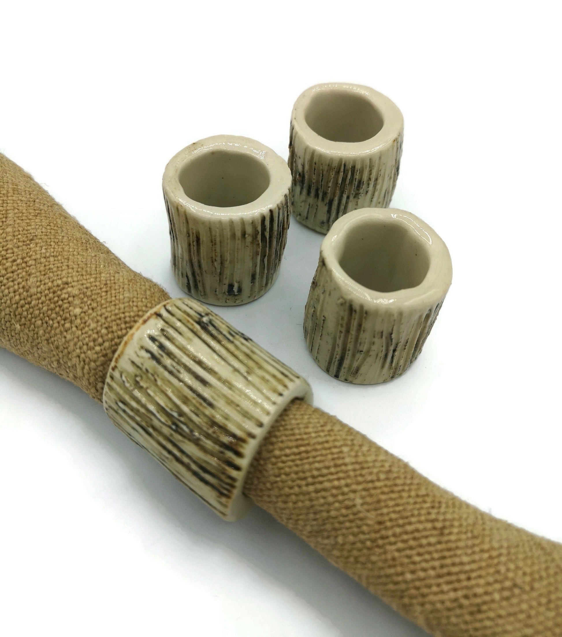 Set Of 4 Handmade Ceramics Autumn Napkin Rings, Housewarming Gift First Home, Fancy Best Gifts For Him, Decor Napkin Holder - Ceramica Ana Rafael