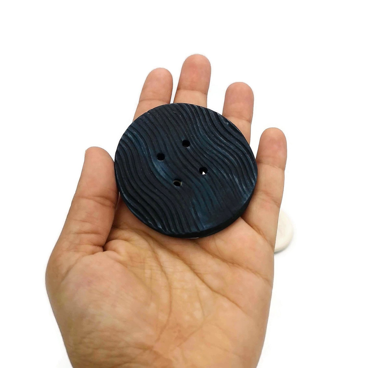 6Pc 65mm Giant Sewing Buttons, Handmade Ceramic Coat Buttons With Flower And Waves Design, Decorative Novelty Buttons for Crafts Extra Large - Ceramica Ana Rafael