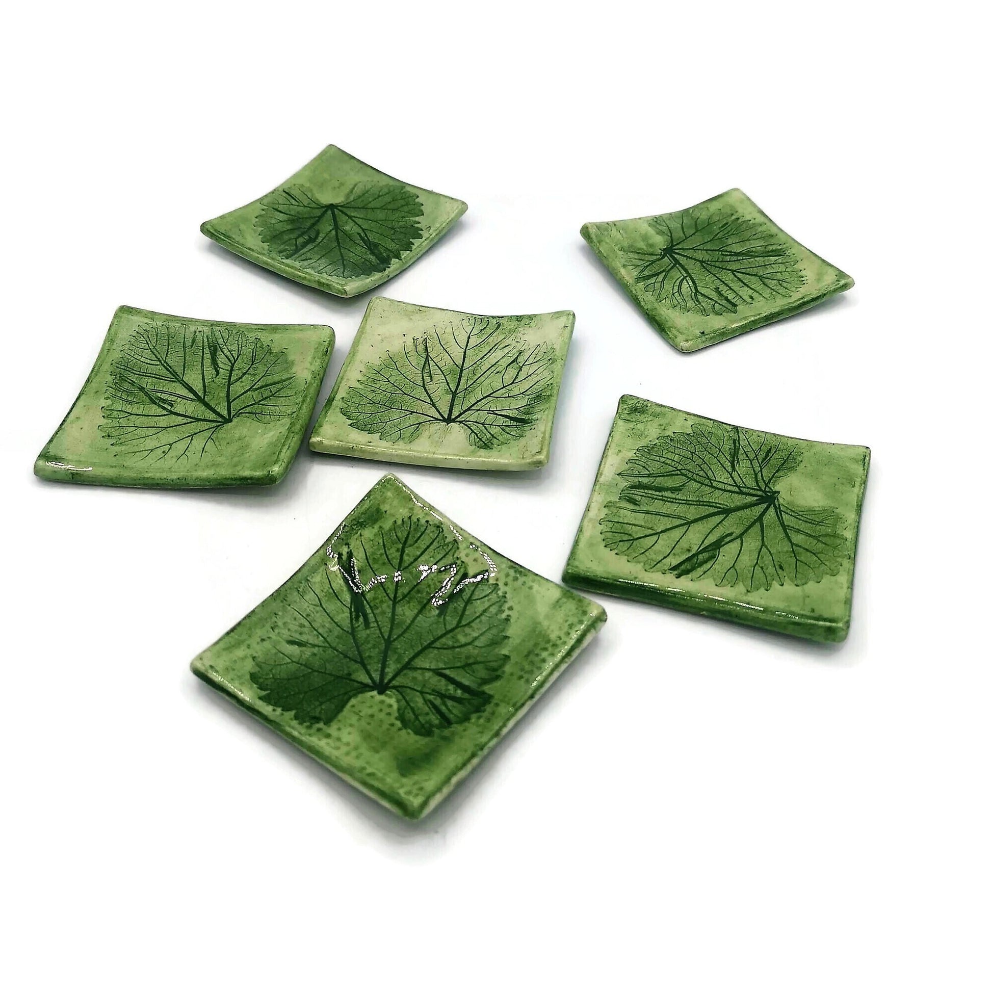 Ceramic candle holder, tealight holder, clay trinket dish, jewelry dish, square tea bag holder, small unique wedding favors - Ceramica Ana Rafael