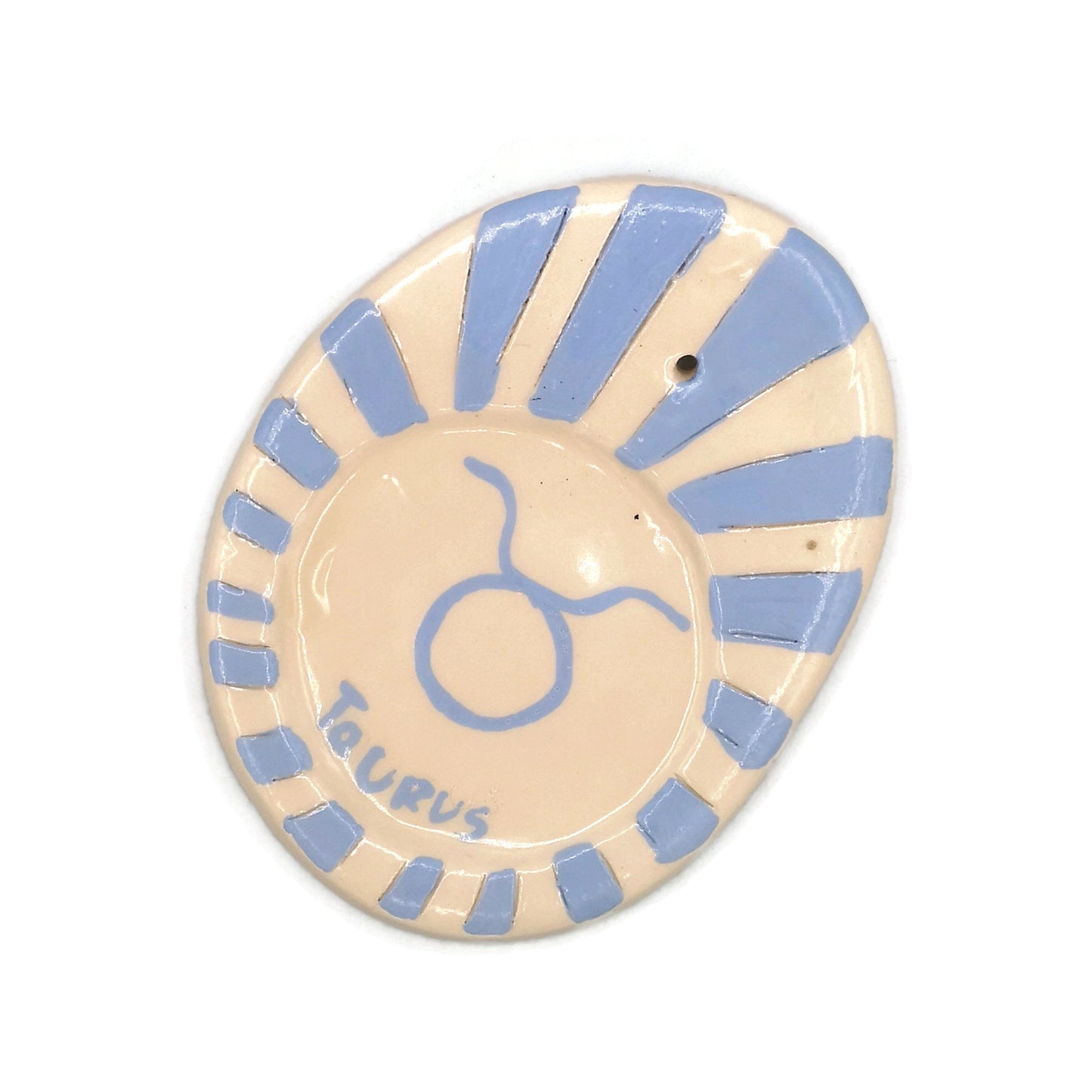 Handmade Ceramic Zodiac Incense Stick Holder, Taurus Birthday Gift For Women, Hand Painted Blue And White Clay Incense Cone Burner - Ceramica Ana Rafael