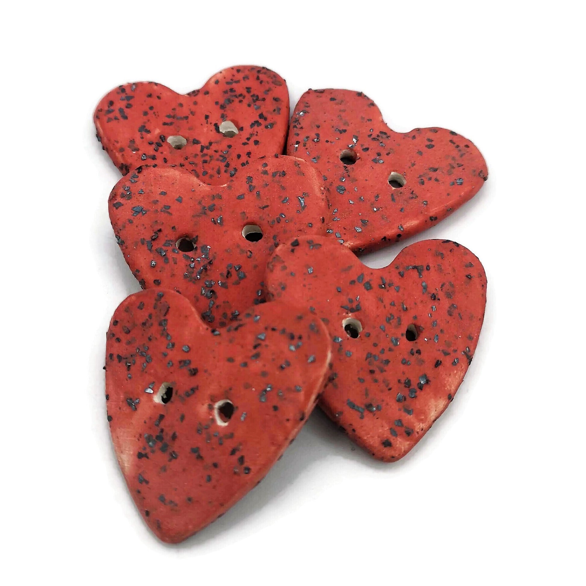 HEART BUTTON, NOVELTY Theme Buttons For Crafts, Unique Valentines Day Decor, Cute Handmade Ceramic Heart Shaped Buttons - Ceramica Ana Rafael