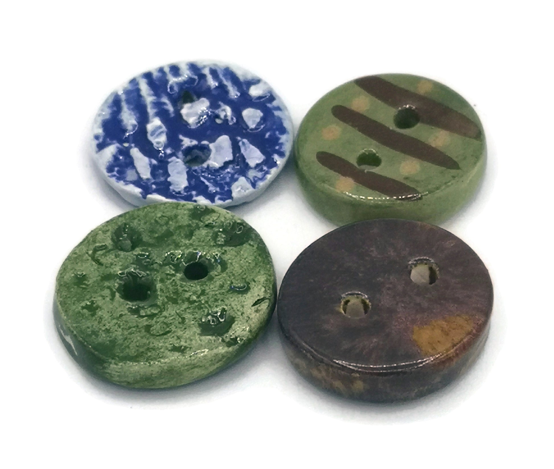 4Pc 30mm Handmade Ceramic Sewing Buttons, Round Large Buttons, Coat Buttons, Jewelry Making Buttons Antique Look, Sewing Supplies and Notion - Ceramica Ana Rafael
