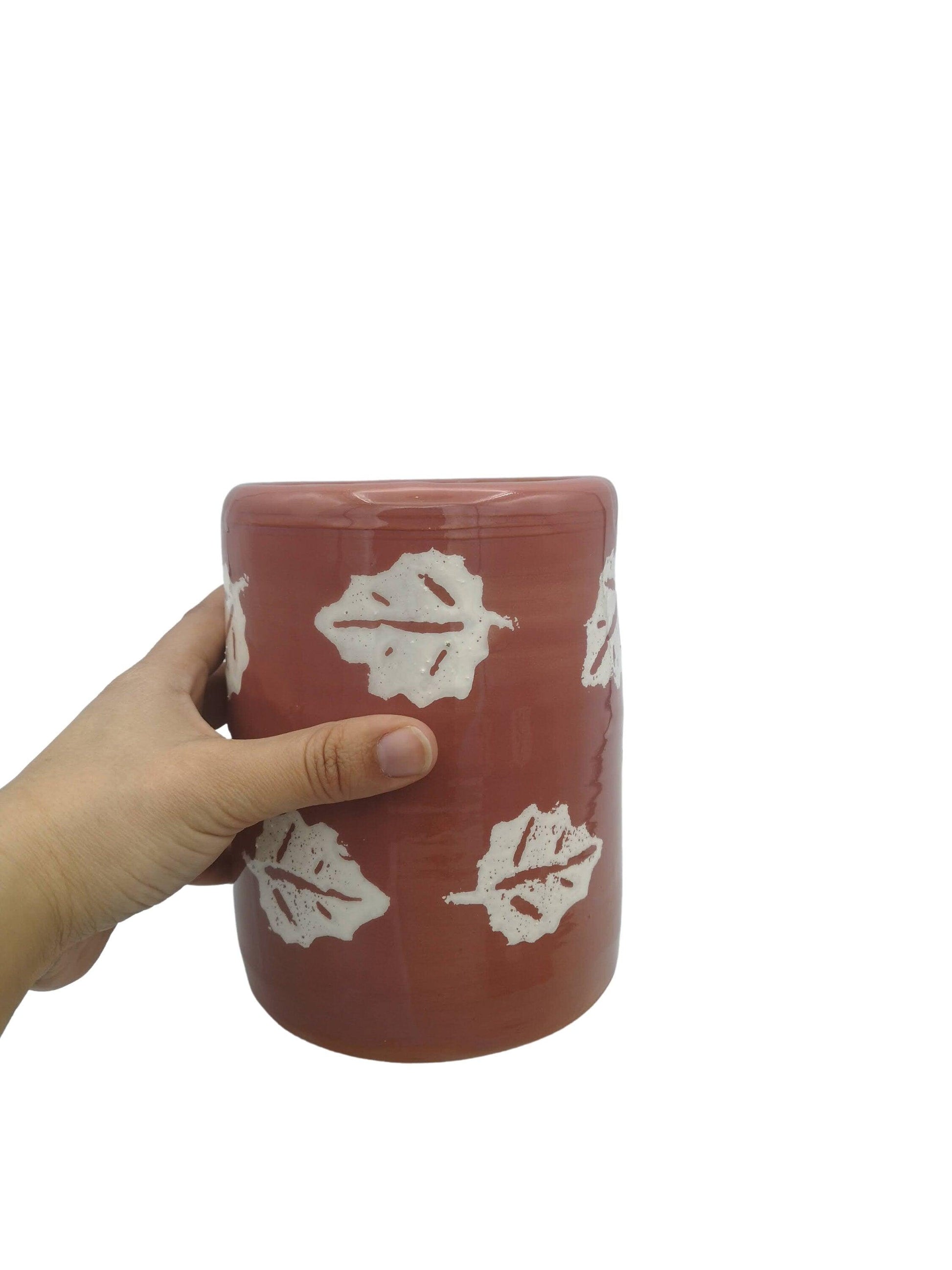 1Pc Handmade Ceramic Terracotta Vase Large Utensil Holder, Spoon Holder Farmhouse Decor House Warming Gifts New Home Paintbrush Holder Crock - Ceramica Ana Rafael