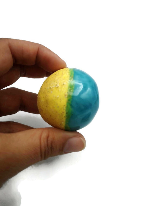 1Pc 40mm Extra Large Handmade Ceramic Macrame Beads, 10mm Large Hole Clay Beads, Unique Chunky Jewelry Making Supplies, Focal Point Beads - Ceramica Ana Rafael