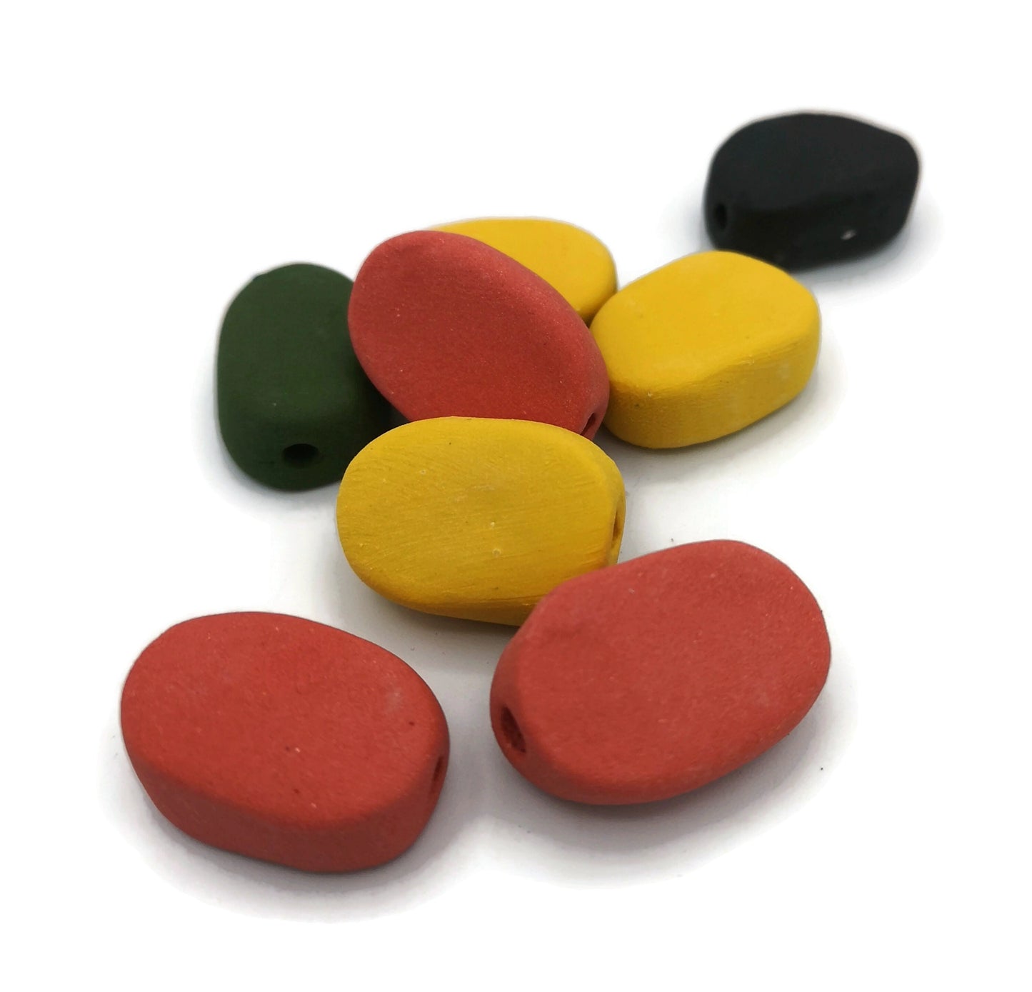 8Pc 20mm Handmade Ceramic Extra Large Oval Beads For Jewelry Making, Assorted Colorful Macrame Beads Large Hole 2 mm, Unique Clay Beads - Ceramica Ana Rafael