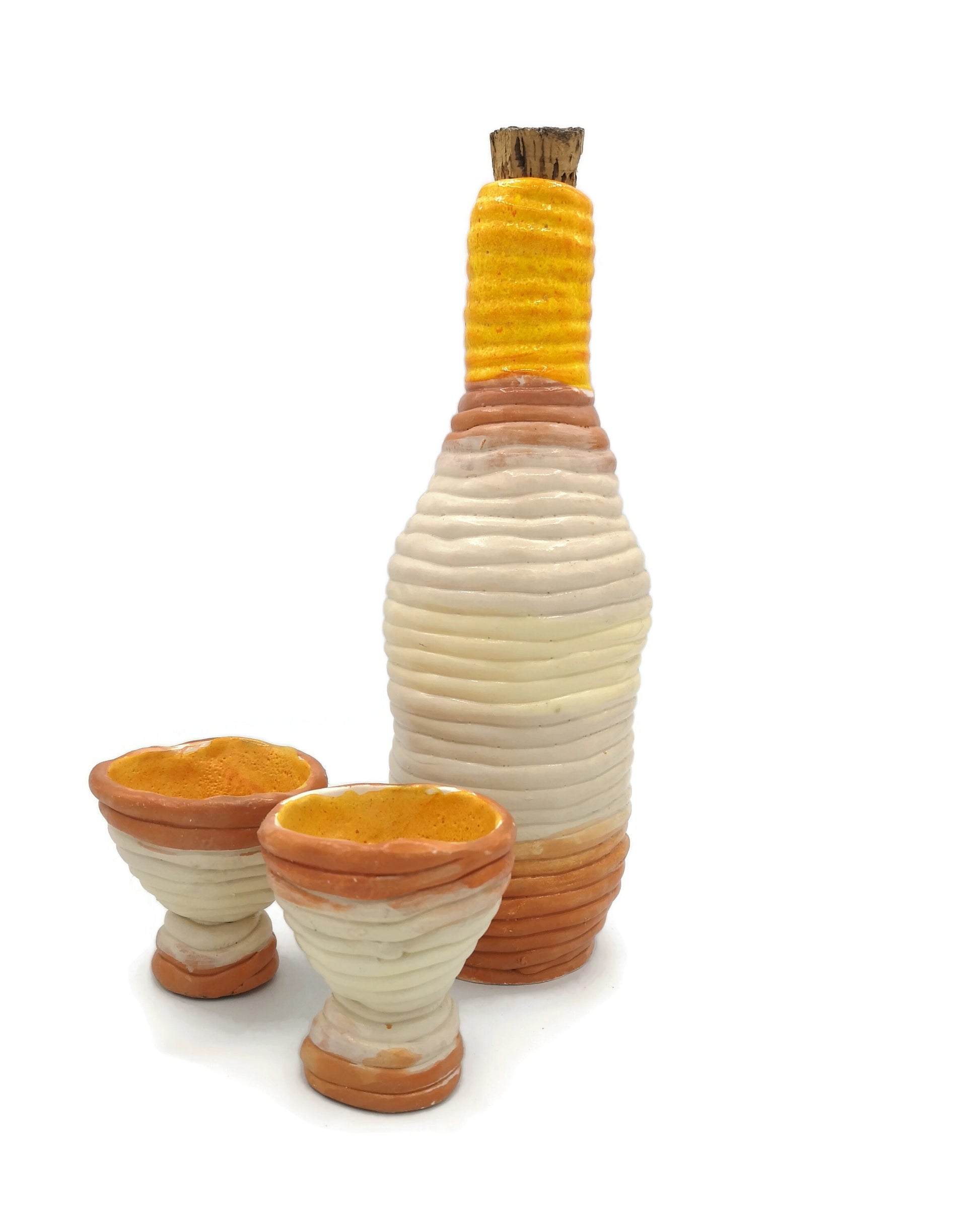 Decorative Shot Glasses And Bottle With Cork Stopper, Best Gifts For Him, Best Sellers Ceramic Vase Handmade Ceramic Jar Unique Wedding Gift - Ceramica Ana Rafael