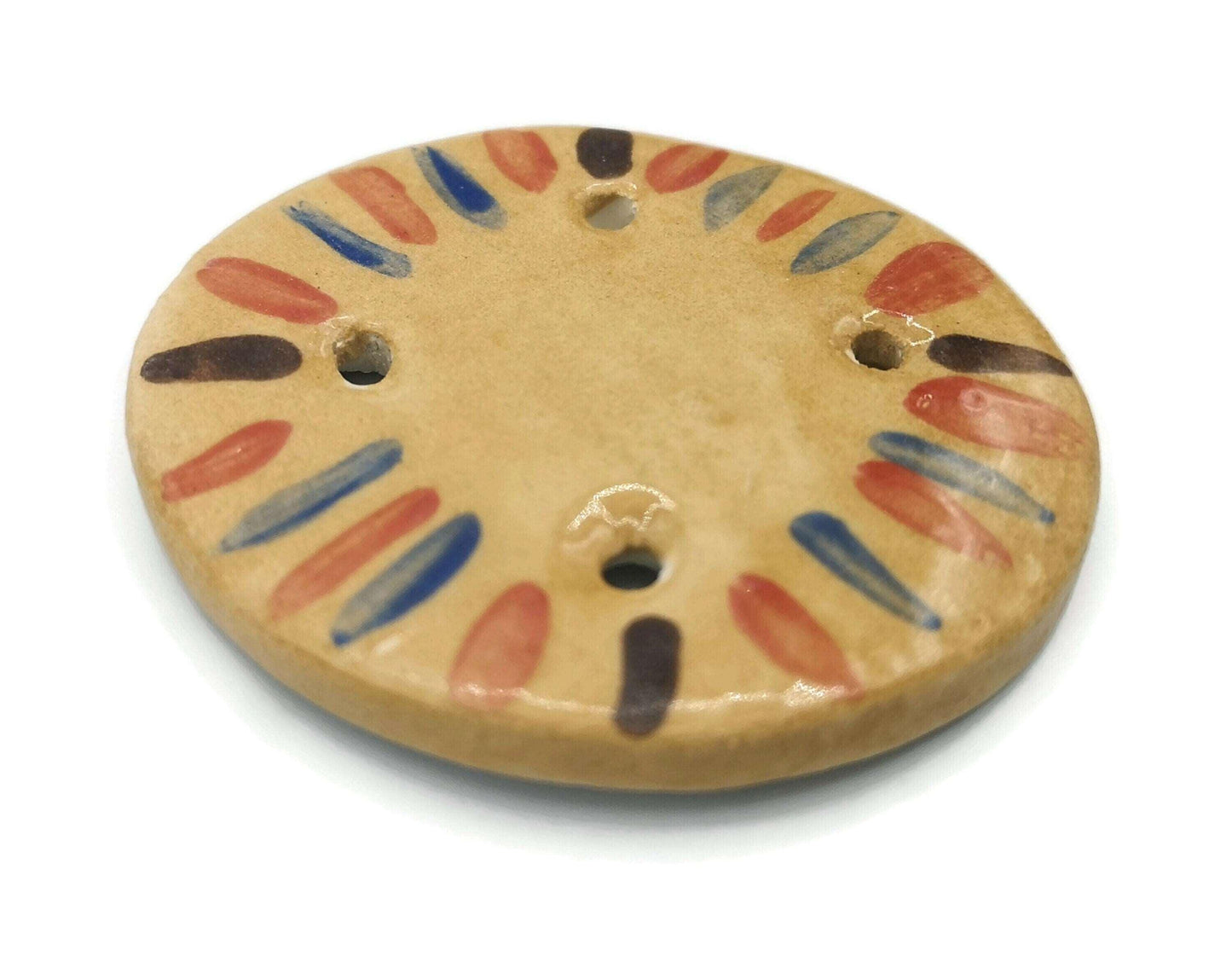 1Pc 55mm Extra Large Handmade Ceramic Round Sewing Button, Decorative Coat Buttons, 4 Hole Artisan Novelty Button For Knitting And Crochet