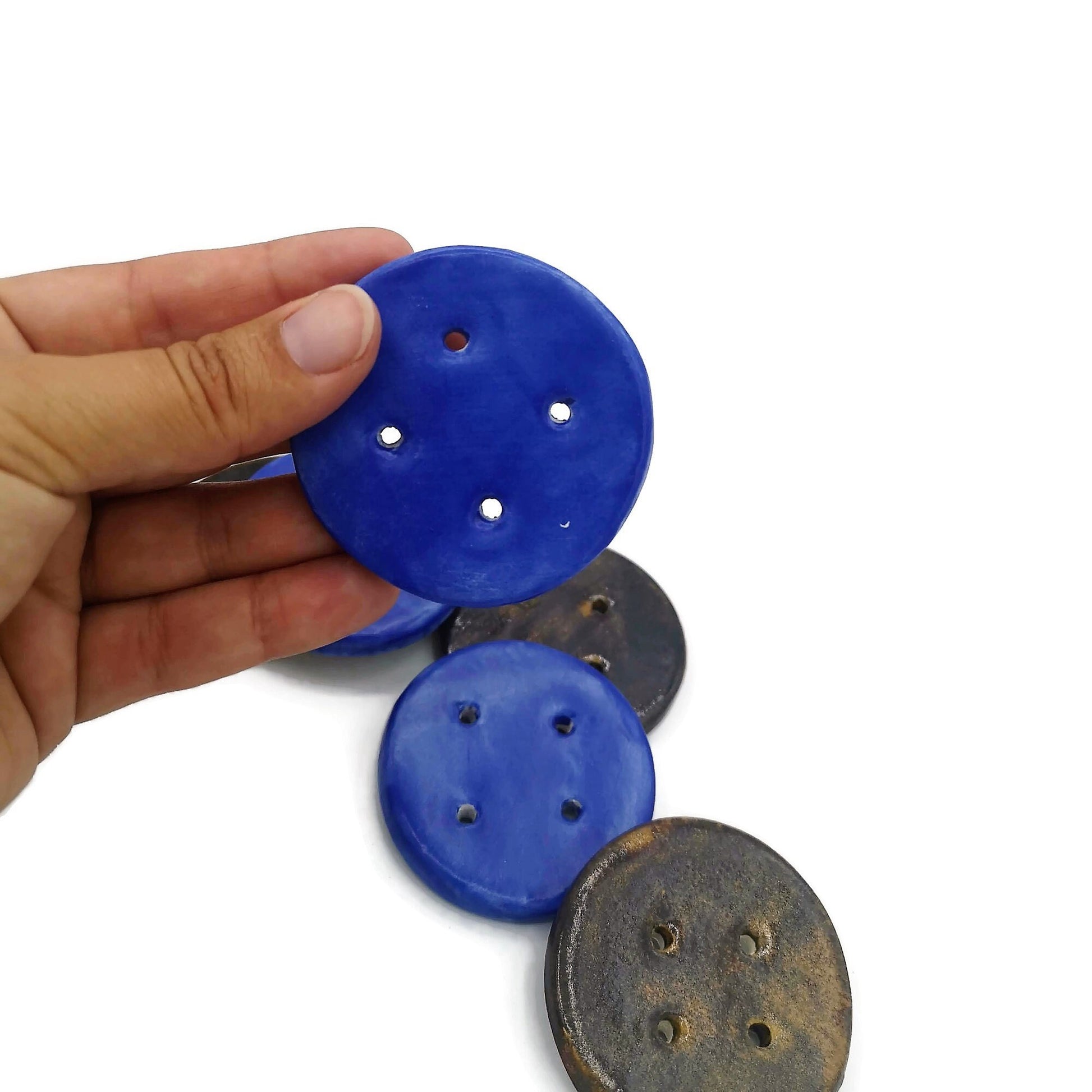 6Pc 55mm Extra Large Sewing Buttons For Crafts, Handmade Ceramic Round Novelty Buttons, Coat Button Lot For Clothes And Home Decor - Ceramica Ana Rafael