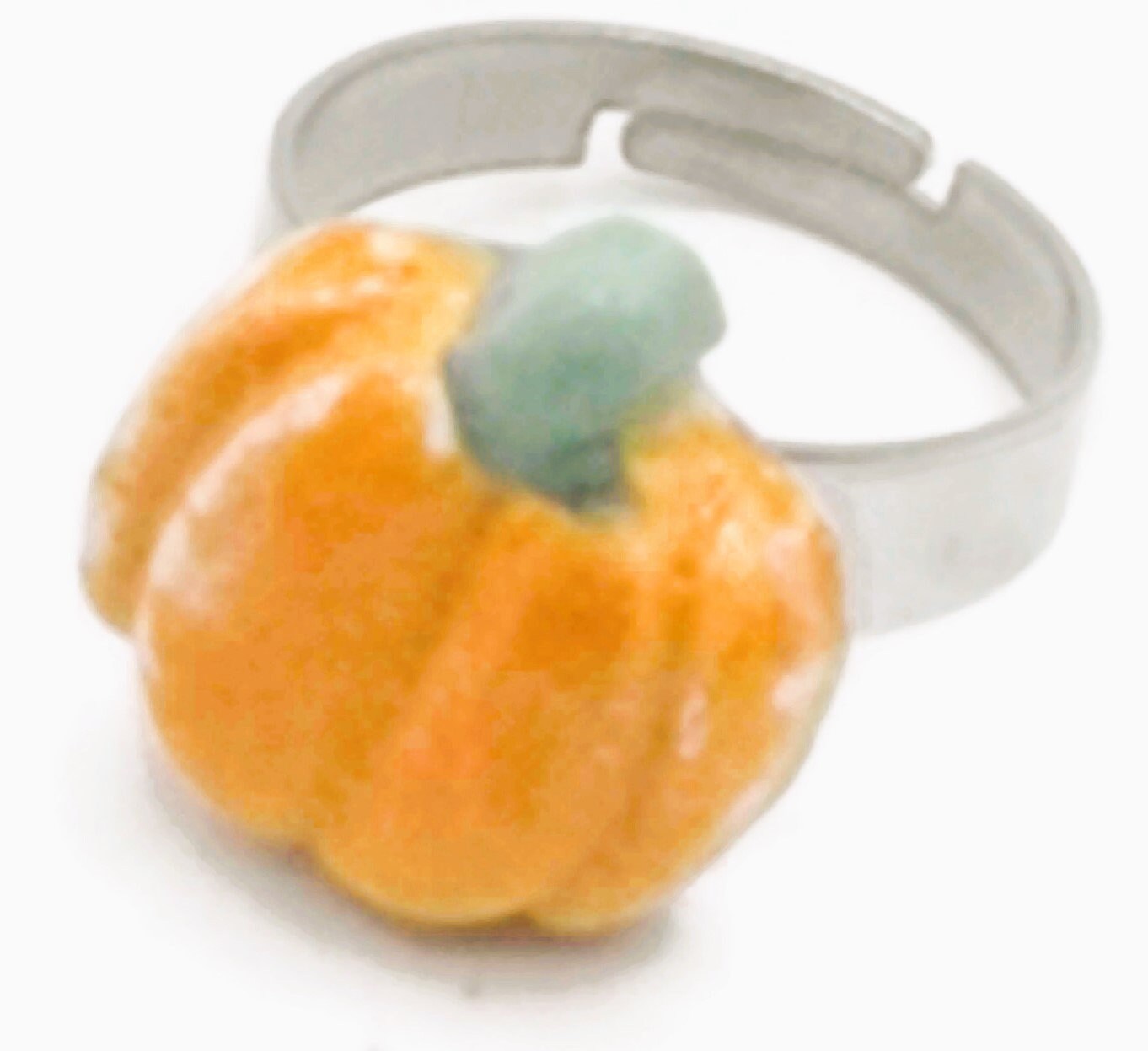 Handmade Ceramic Orange Pumpkin Statement Ring For Women, Stainless Steel Adjustable Ring For Halloween, Porcelain Fall Gifts For Her - Ceramica Ana Rafael