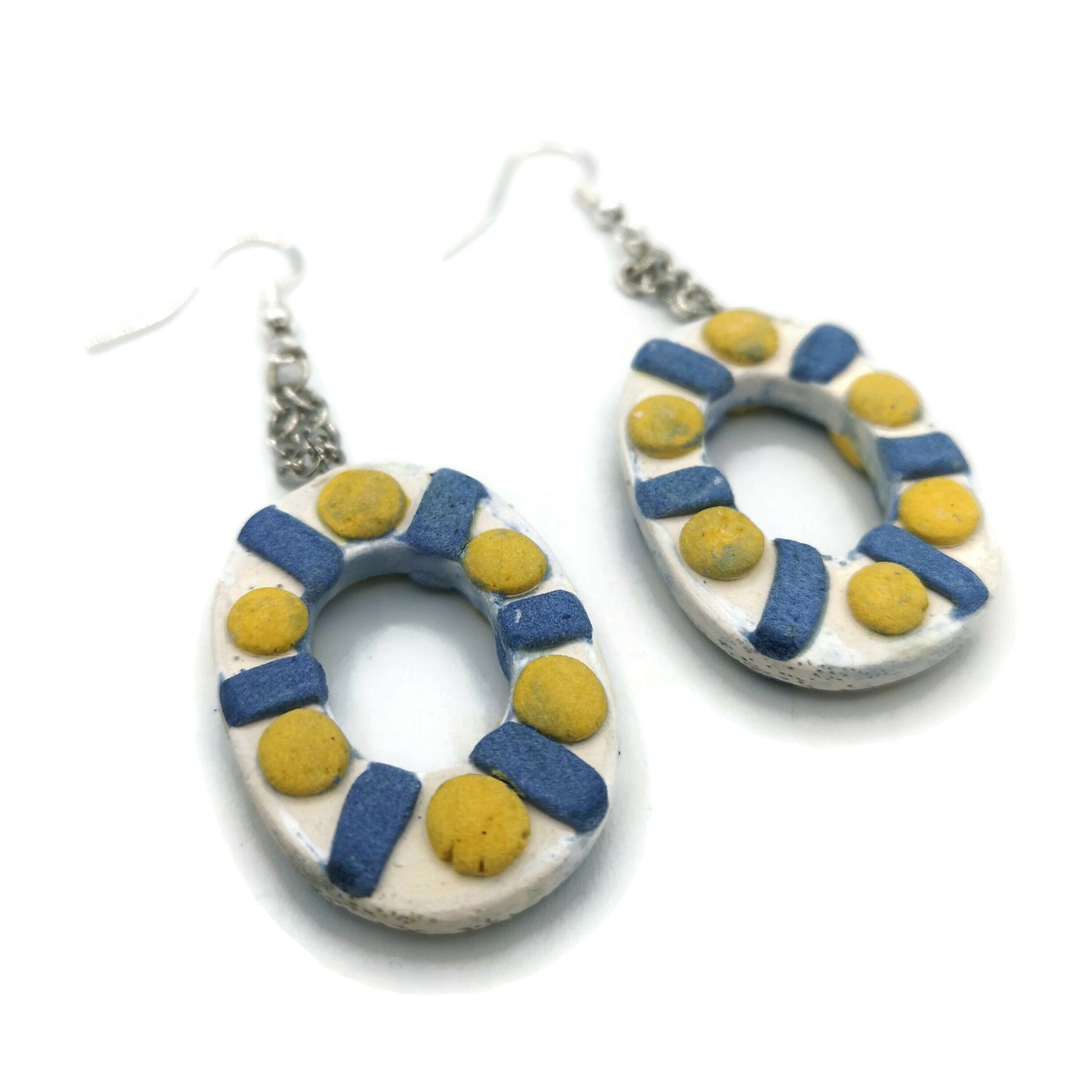 STATEMENT EARRINGS DANGLE, Clay Earrings, Handmade Ceramic Aesthetic Earrings, Dangle Earrings For Mom Birthday Gift From Daughter - Ceramica Ana Rafael