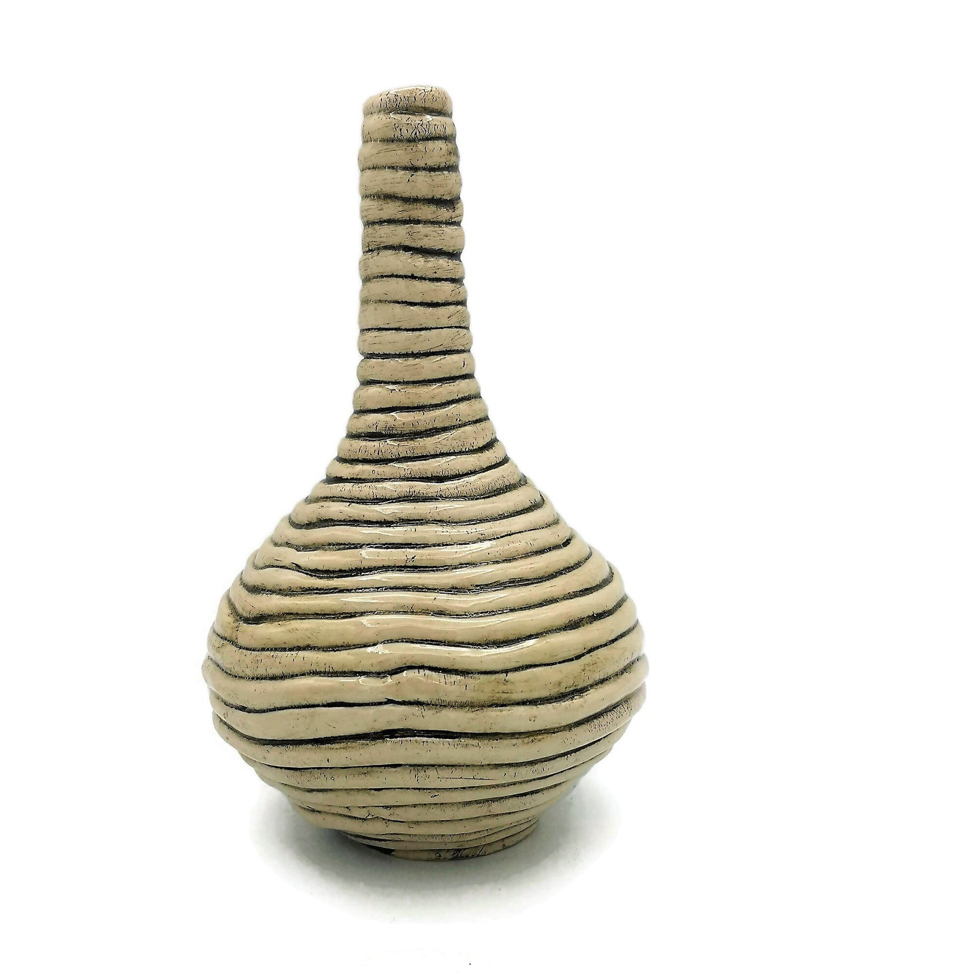 Tall Ceramic Vase, Modern Clay Sculpture, Bud Vase Textured For Table, Pottery Large Contemporary Art Wedding Gift For Couple - Ceramica Ana Rafael