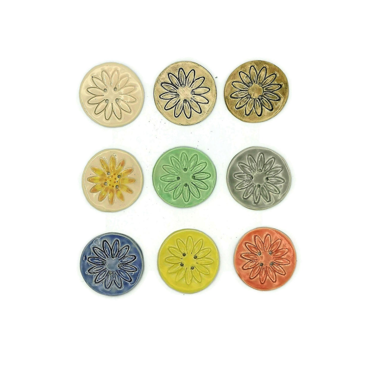 Extra Large Handmade Ceramic Sewing Buttons, Decorative Novelty Flower Buttons for Crafts, Coats & Blouses, Jumbo Buttons Most Sold Items - Ceramica Ana Rafael