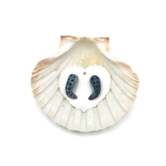 Octopus Earrings For Women, Minimalist Novelty Blue Stud Earrings, Best Gifts For Her, Artisan Clay Tentacle Jewelry - Ceramica Ana Rafael