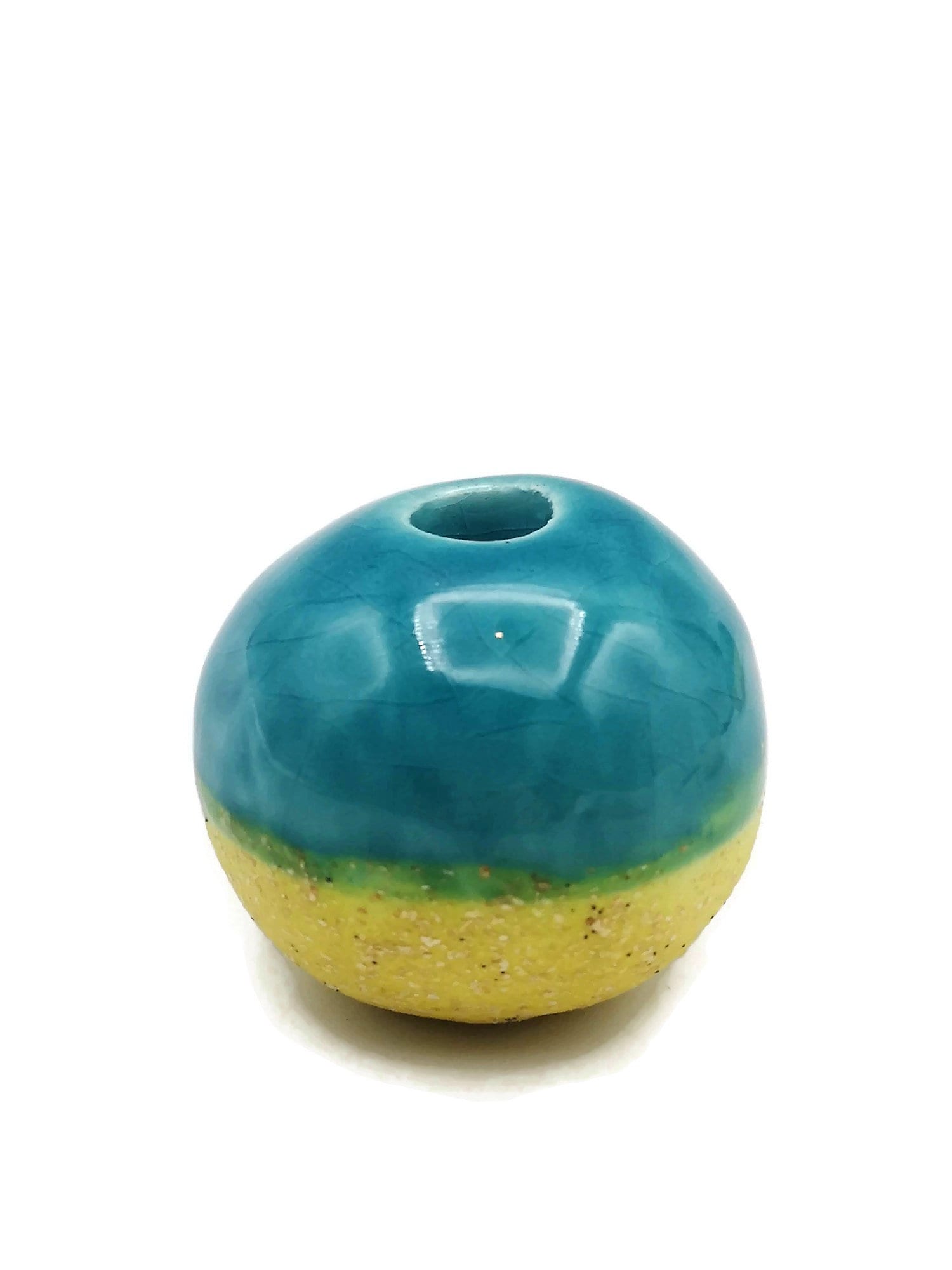 1Pc 40mm Extra Large Handmade Ceramic Macrame Beads, 10mm Large Hole Clay Beads, Unique Chunky Jewelry Making Supplies, Focal Point Beads - Ceramica Ana Rafael