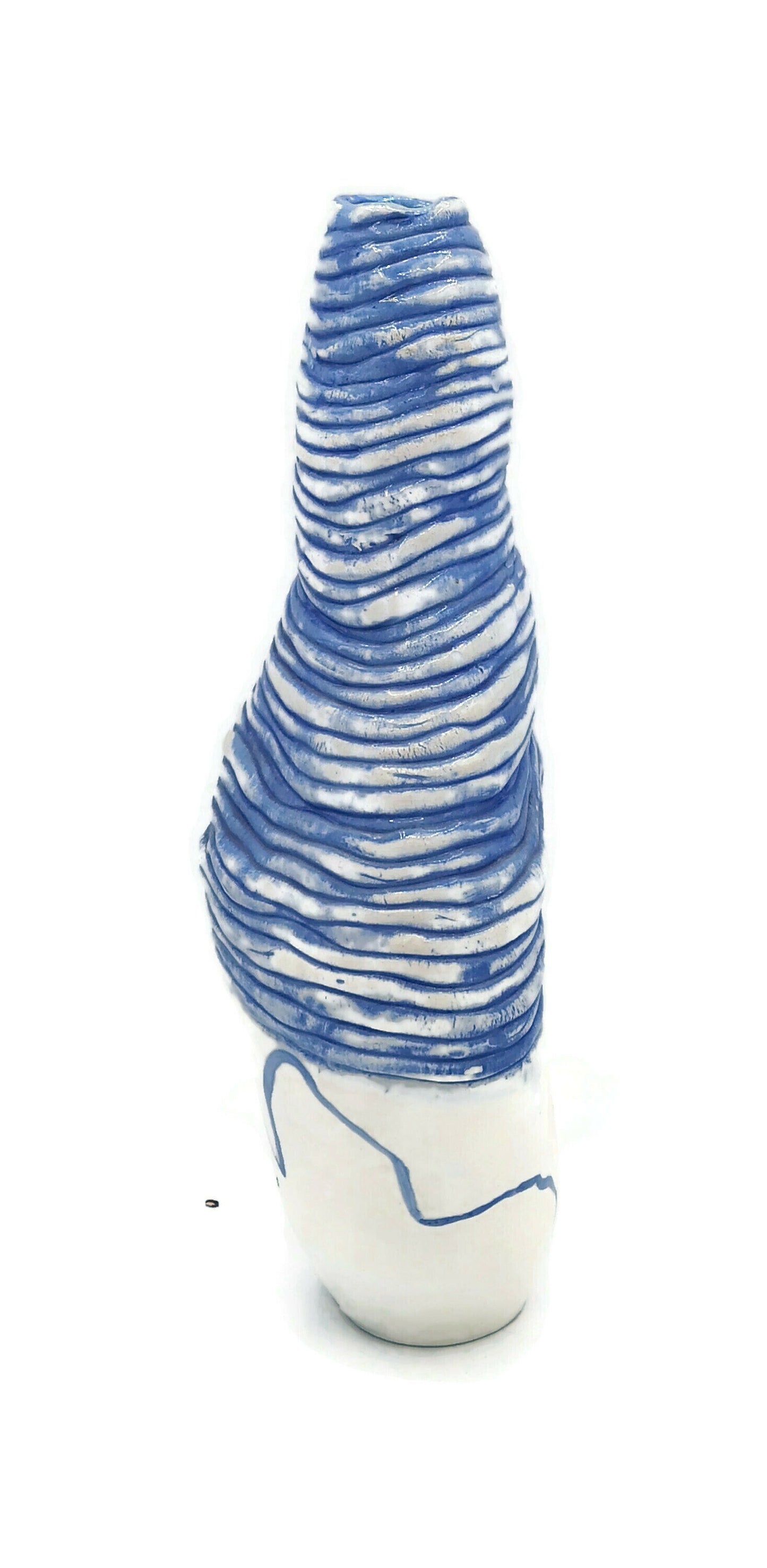 Sculptural Textured Blue Handmade Ceramic Vase, Unique Tall Vase With Organic Shape, Wedding Gift For Couple, New Home Gift - Ceramica Ana Rafael