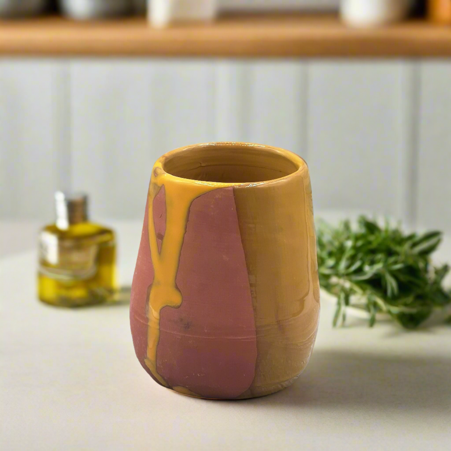 Handmade Ceramic Utensil Holder – Modern Pottery Kitchen Organizer & Vase