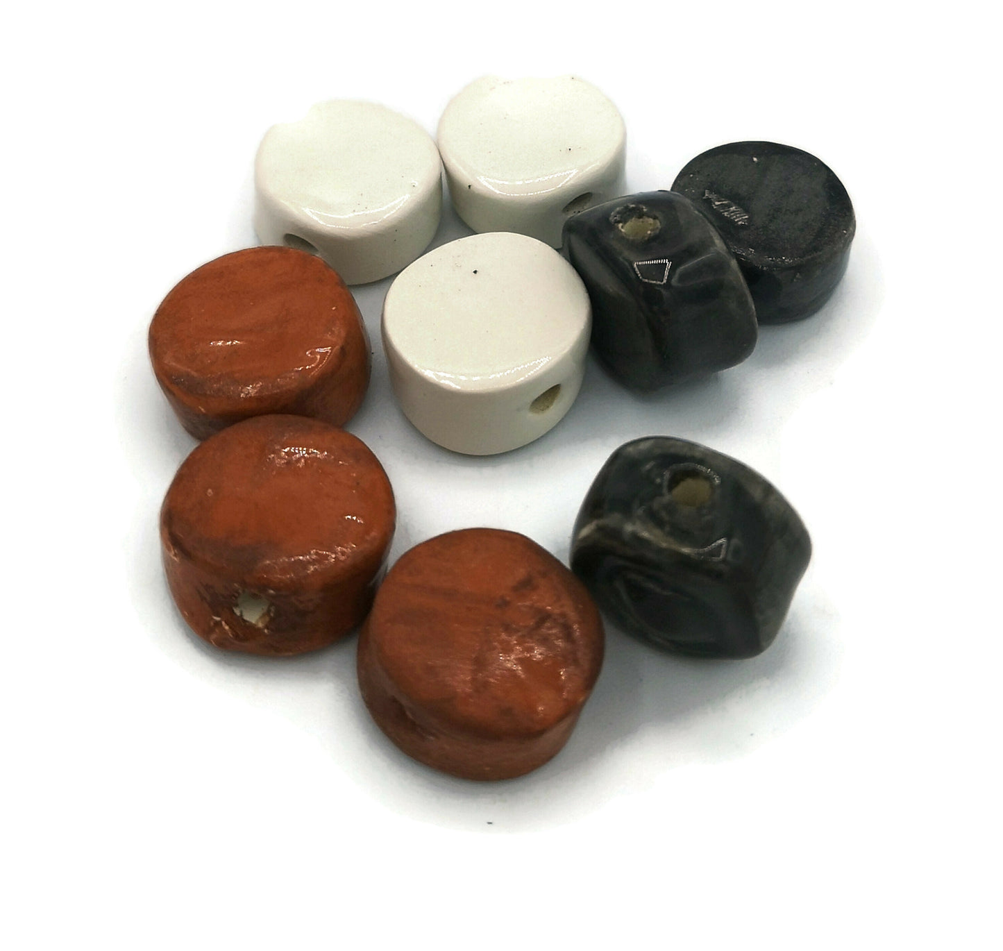 9Pcs 20mm Extra Large Handmade Ceramic Beads for Jewelry Making, Macrame Beads Large Hole 2mm, Artisan Unusual Clay Beads For DIY Crafts - Ceramica Ana Rafael