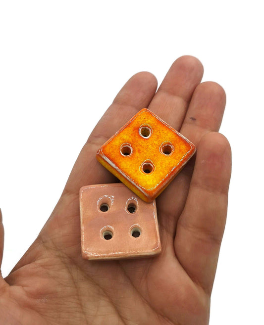 1Pc 30mm Orange Square Ceramic Buttons, Cute Pottery Coat Buttons, Best Sellers Sewing Supplies And Notions, Handmade Button Antique Look
