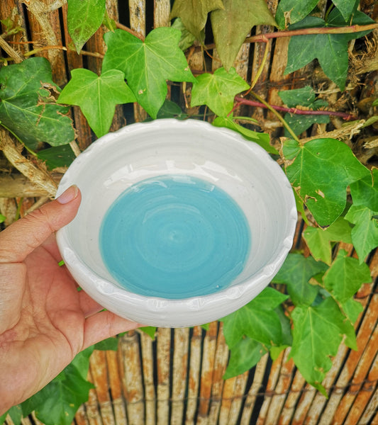 Turquoise Blue and White Handmade Ceramic Bowl, Decorative Artisan Pottery For Home Decor, Unique Housewarming Gift Ideas First Home For Him - Ceramica Ana Rafael