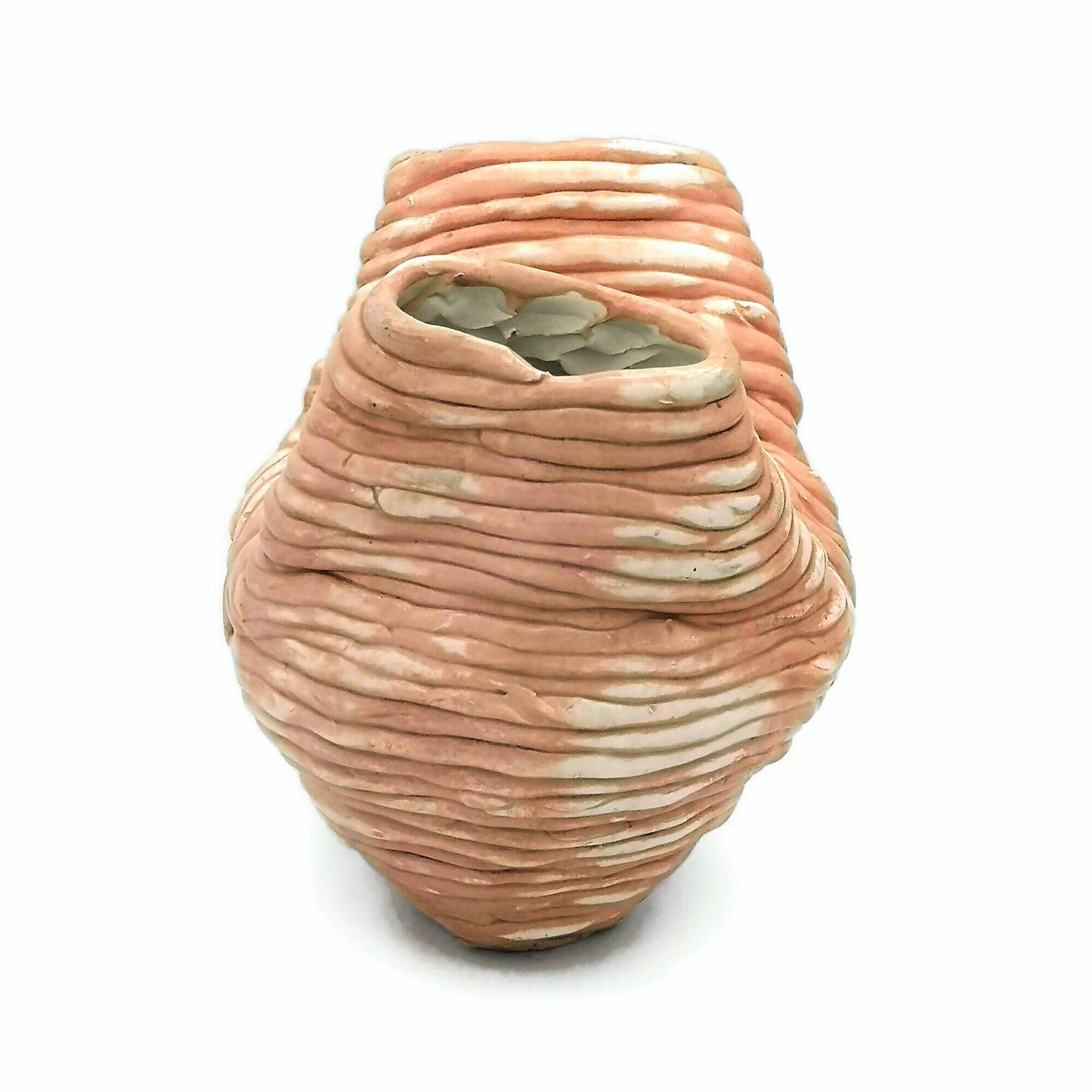 Sculptural Handmade Ceramic Pink Vase With Texture and Organic Shape, Unique Bud Vase For Home Decor - Ceramica Ana Rafael