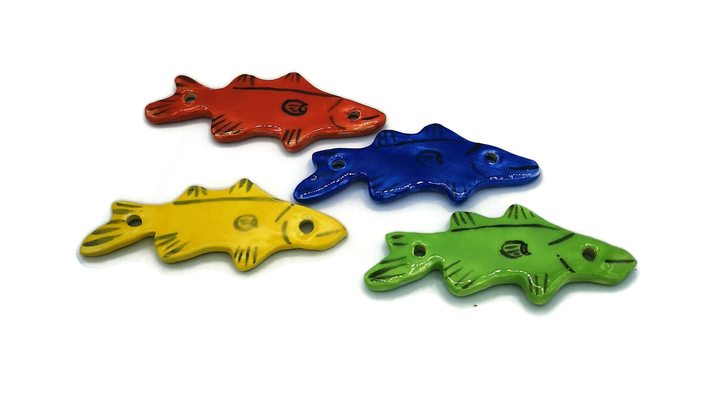 Unique Jewelry Clay Charms For Jewelry Making, olorful Fish Pendant, Handmade Ceramics Pendant Necklace Best Sellers Jewelry Connector - Ceramica Ana Rafael